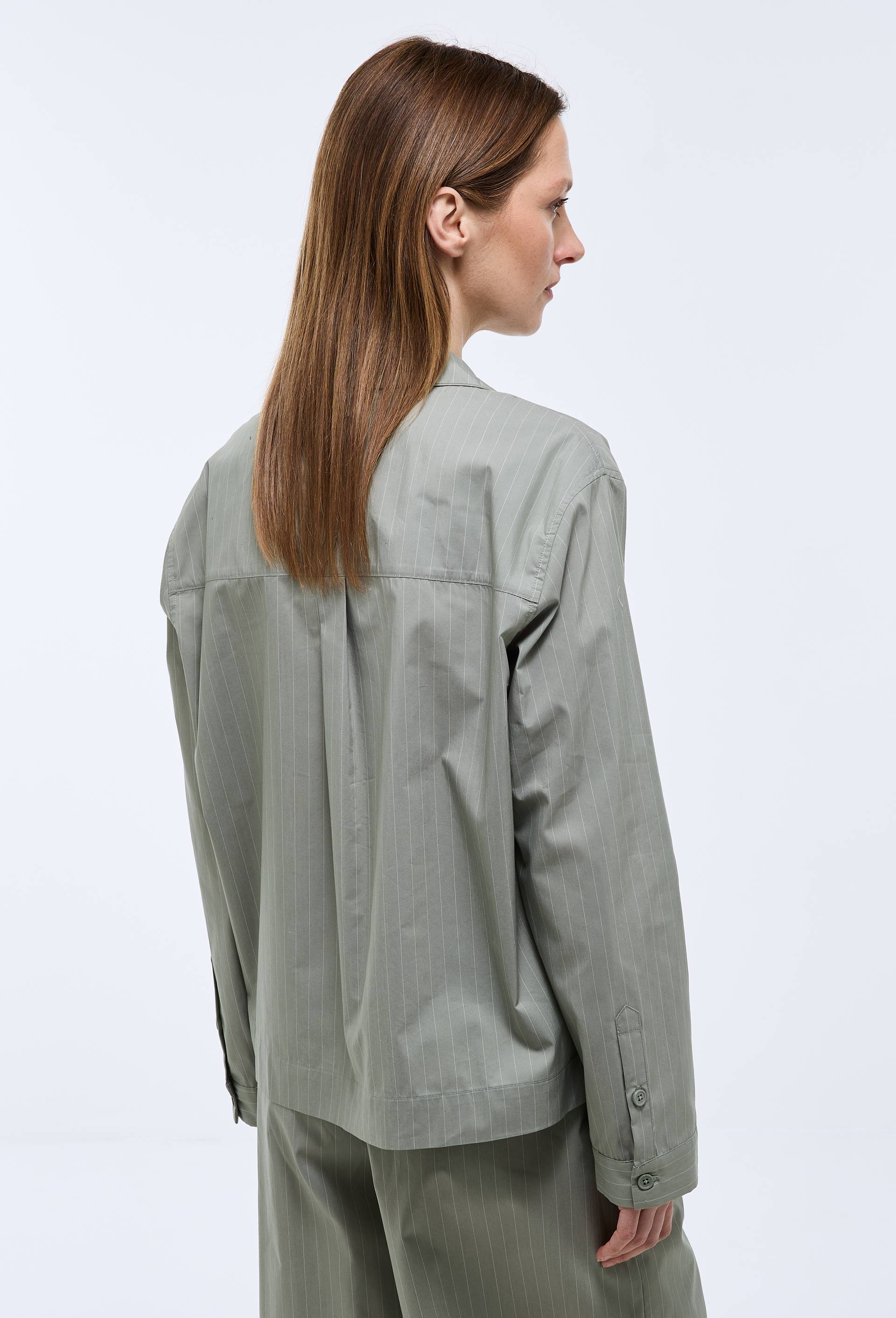 Chemise ray&eacute;e en coton et polyamide, Vert, large image number 1