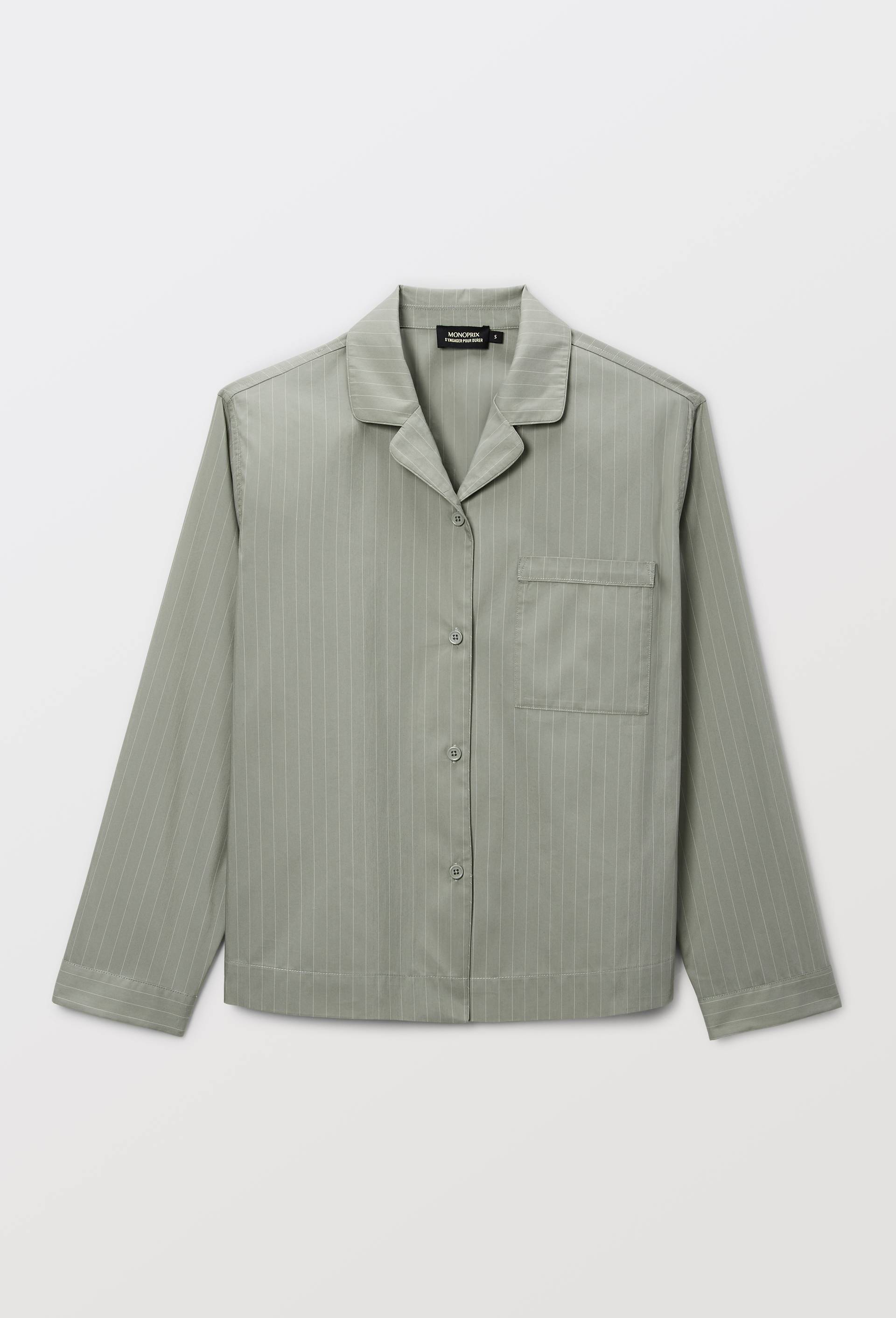 Chemise ray&eacute;e en coton et polyamide, Vert, large image number 2.0