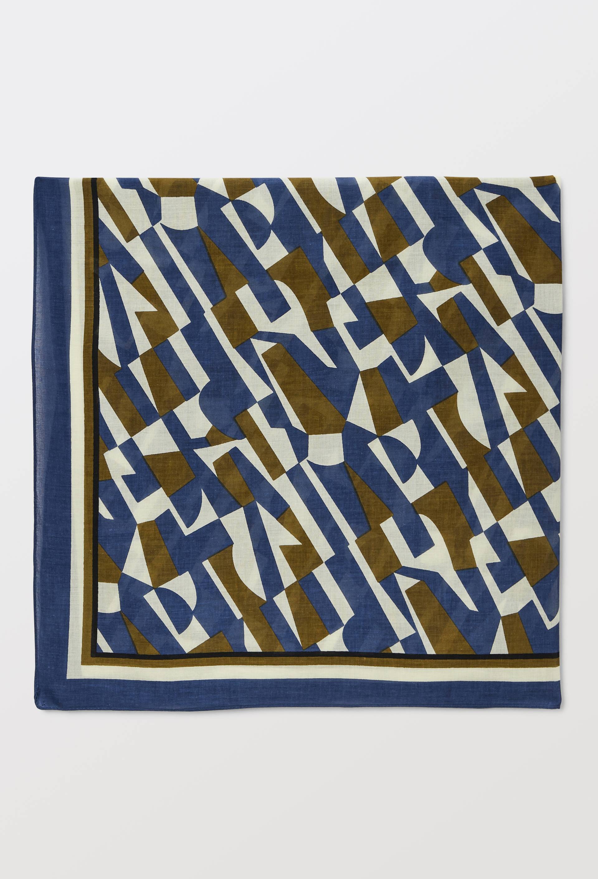 Foulard imprim&eacute; en coton BIO GOTS, Bleu fonc&eacute;, large image number 1