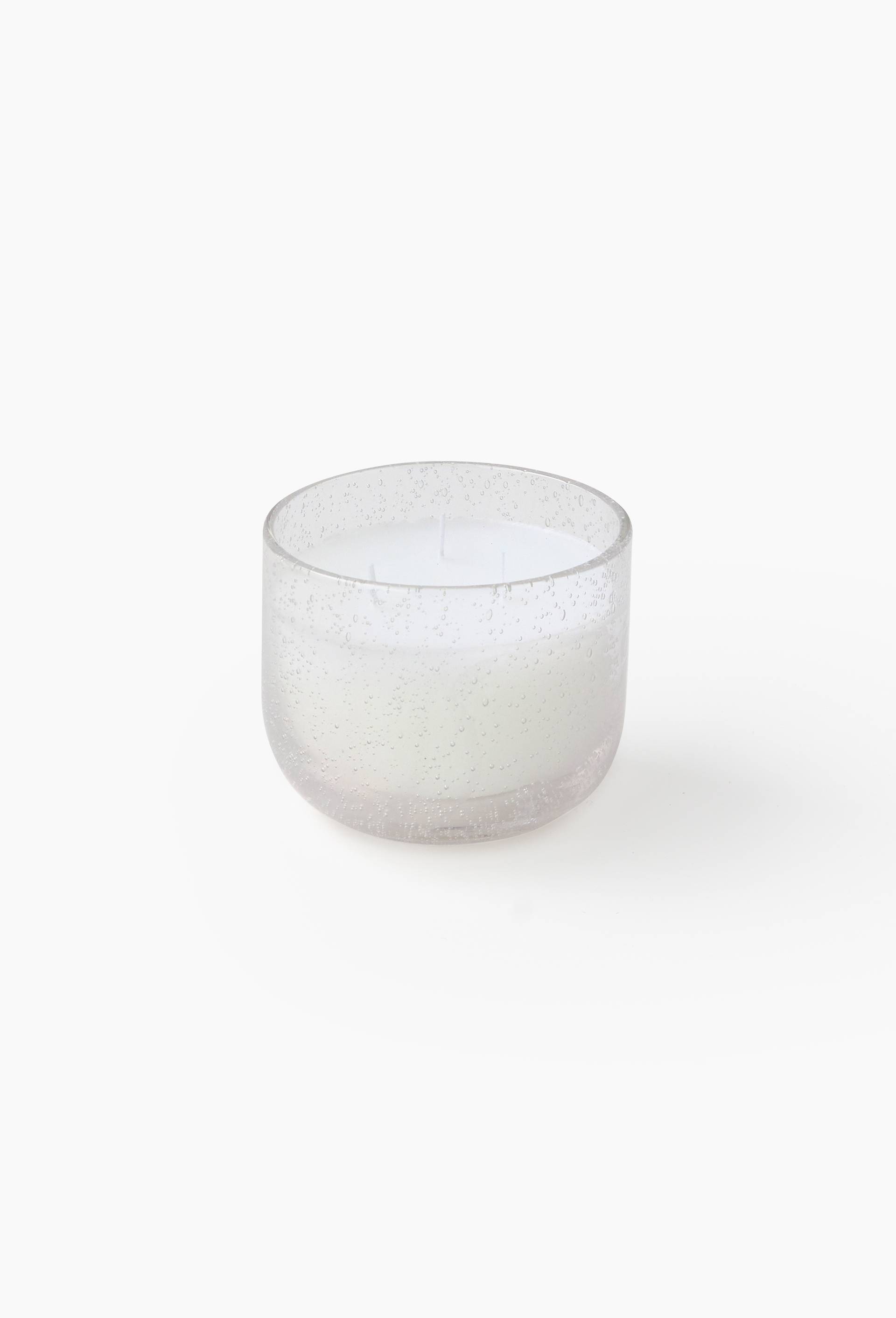 Bougie pot en verre bull&eacute;, D10.5 x H9 cm, en cire et en verre, Transparent, large image number 0