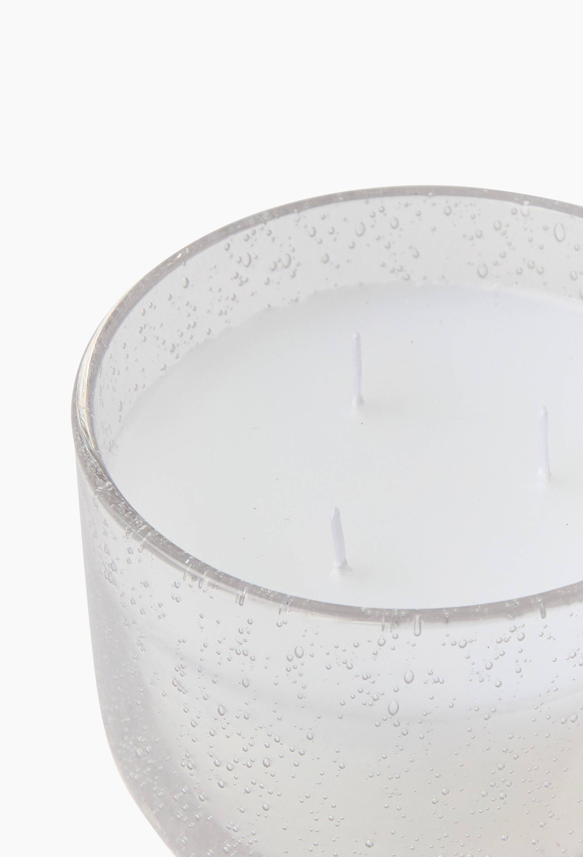 Bougie pot en verre bull&eacute;, D10.5 x H9 cm, en cire et en verre, Transparent, large image number 1