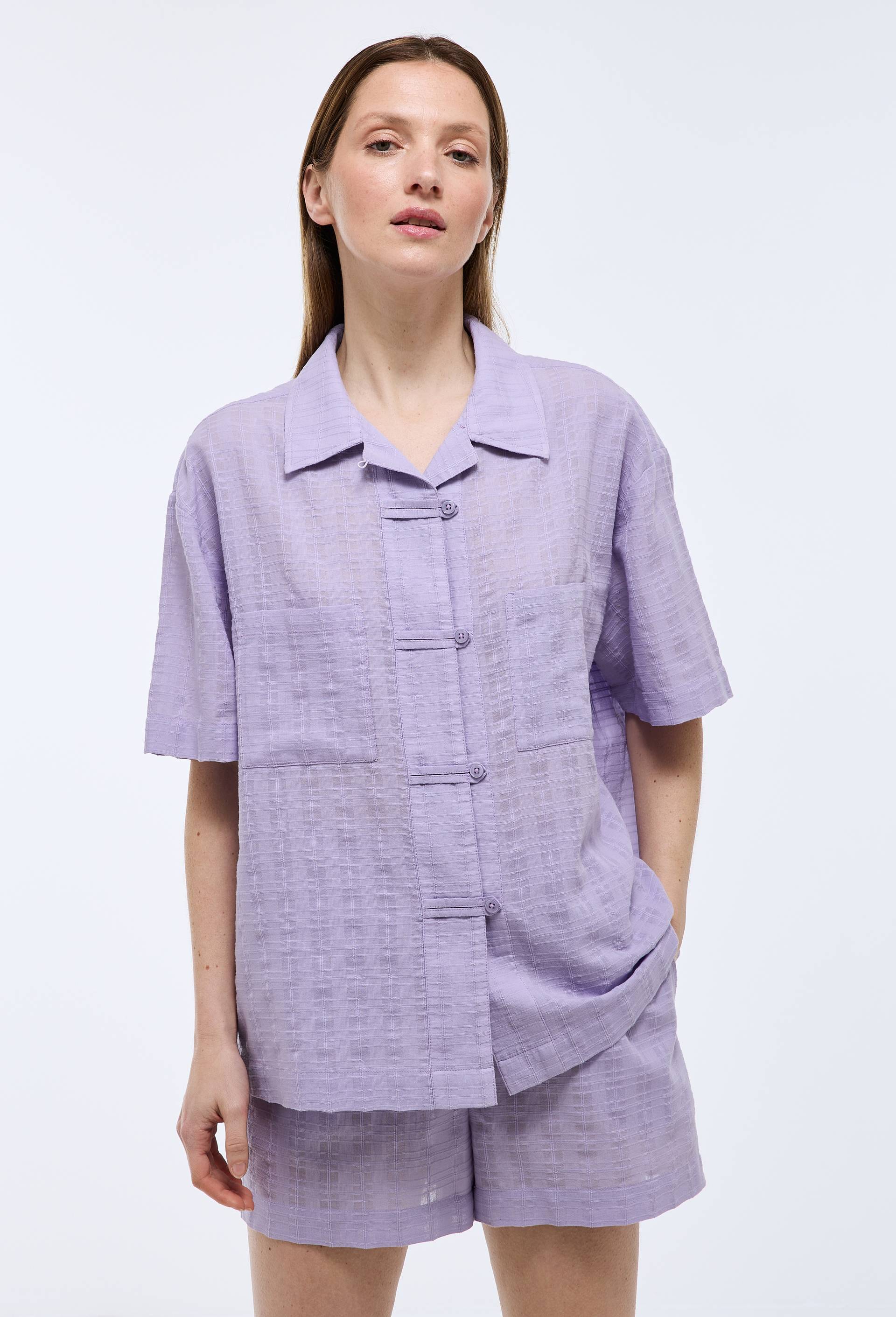 Pyjashort uni en coton, Violet clair, large image number 0