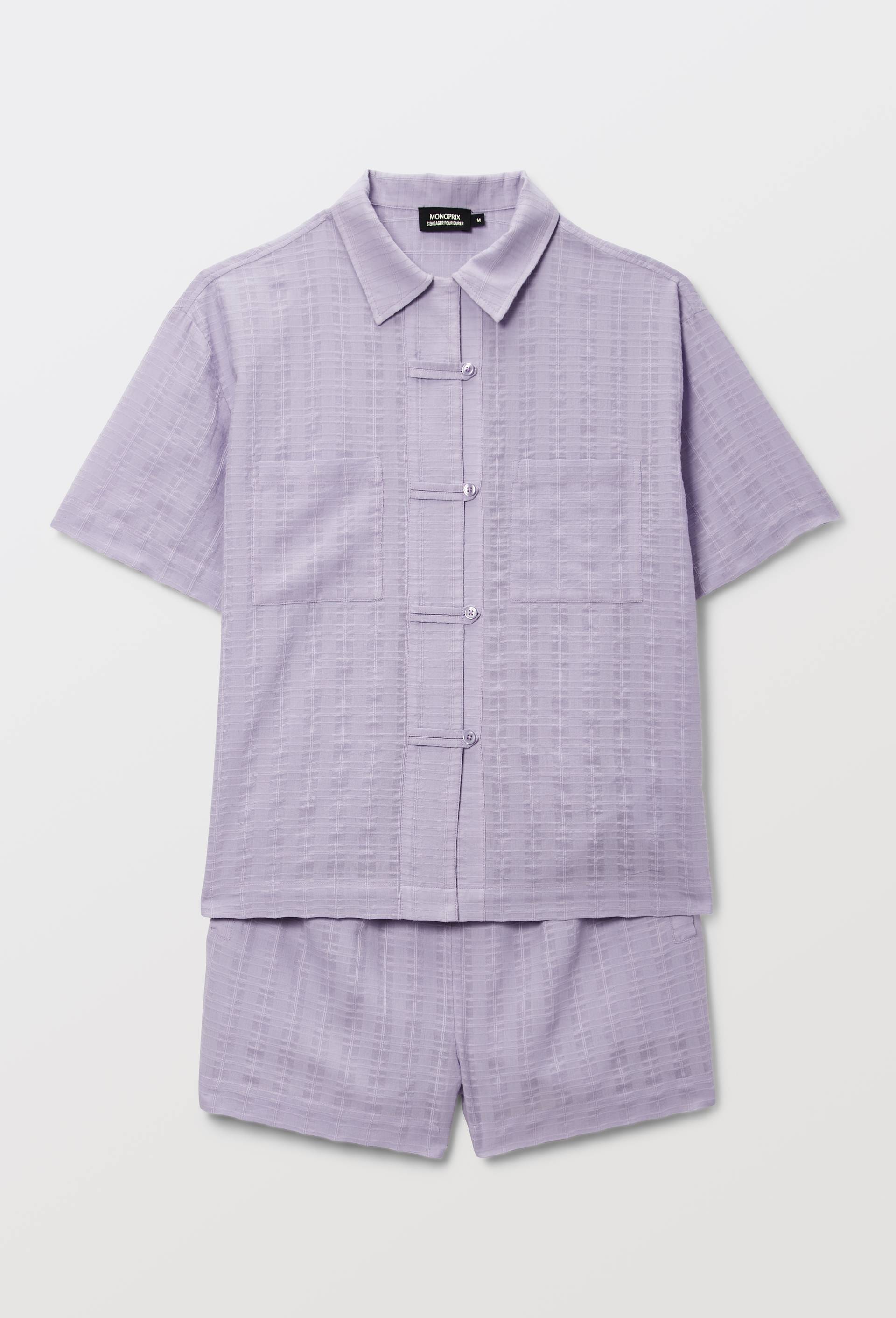 Pyjashort uni en coton, Violet clair, large image number 3