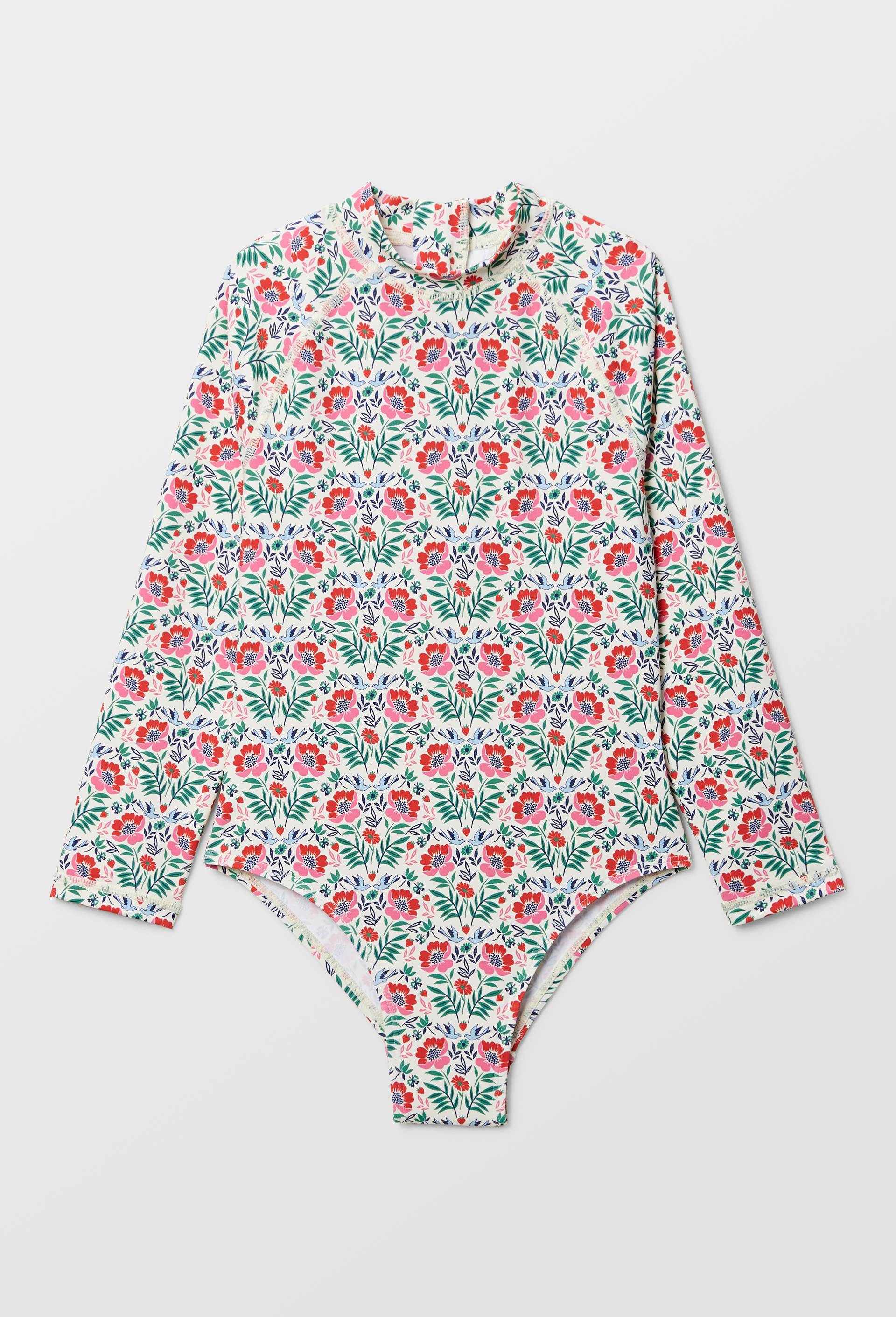 Maillot de bain 1 pi&egrave;ce manches longues imprim&eacute;, Rose, large image number 0.0