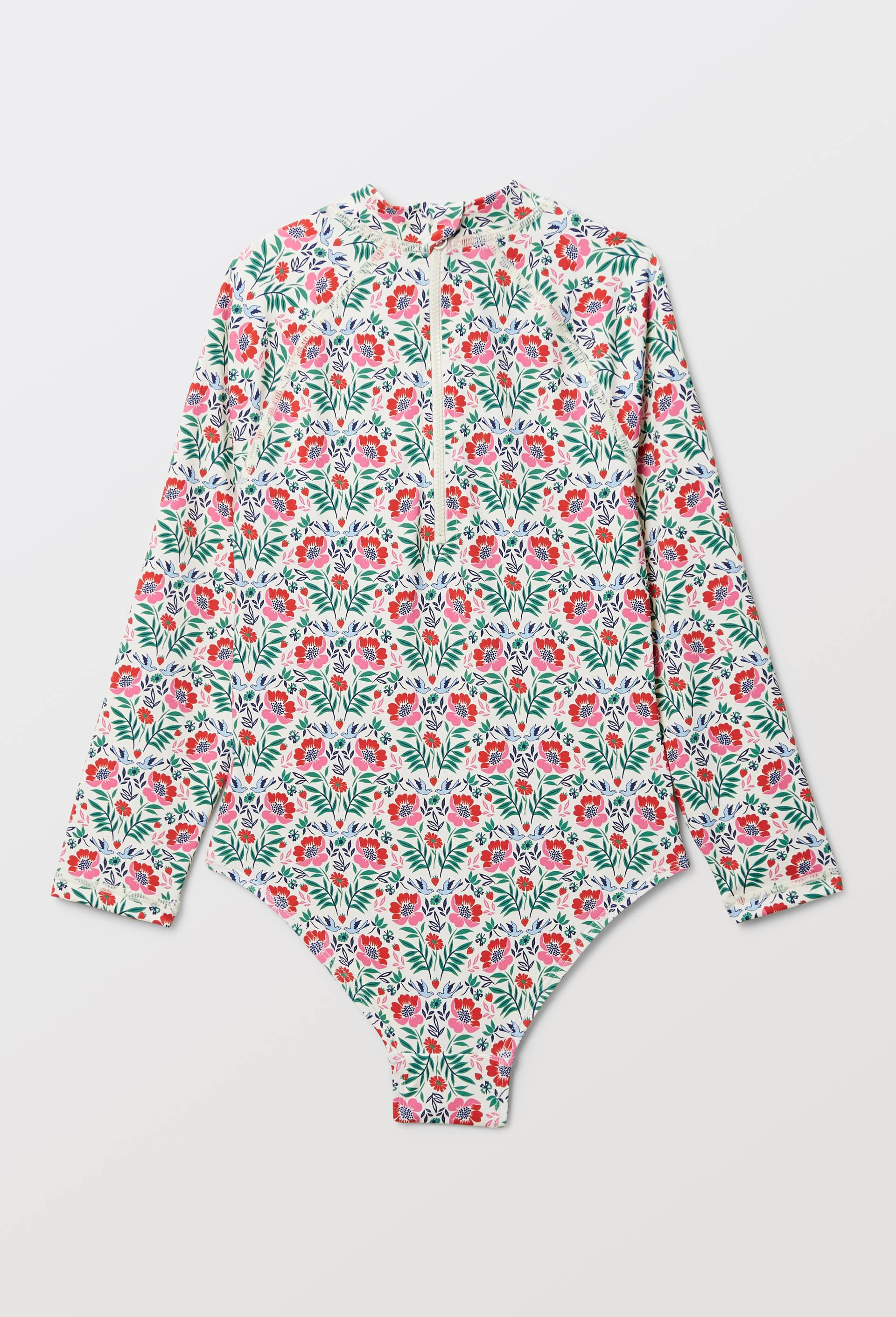 Maillot de bain 1 pi&egrave;ce manches longues imprim&eacute;, Rose, large image number 1.0