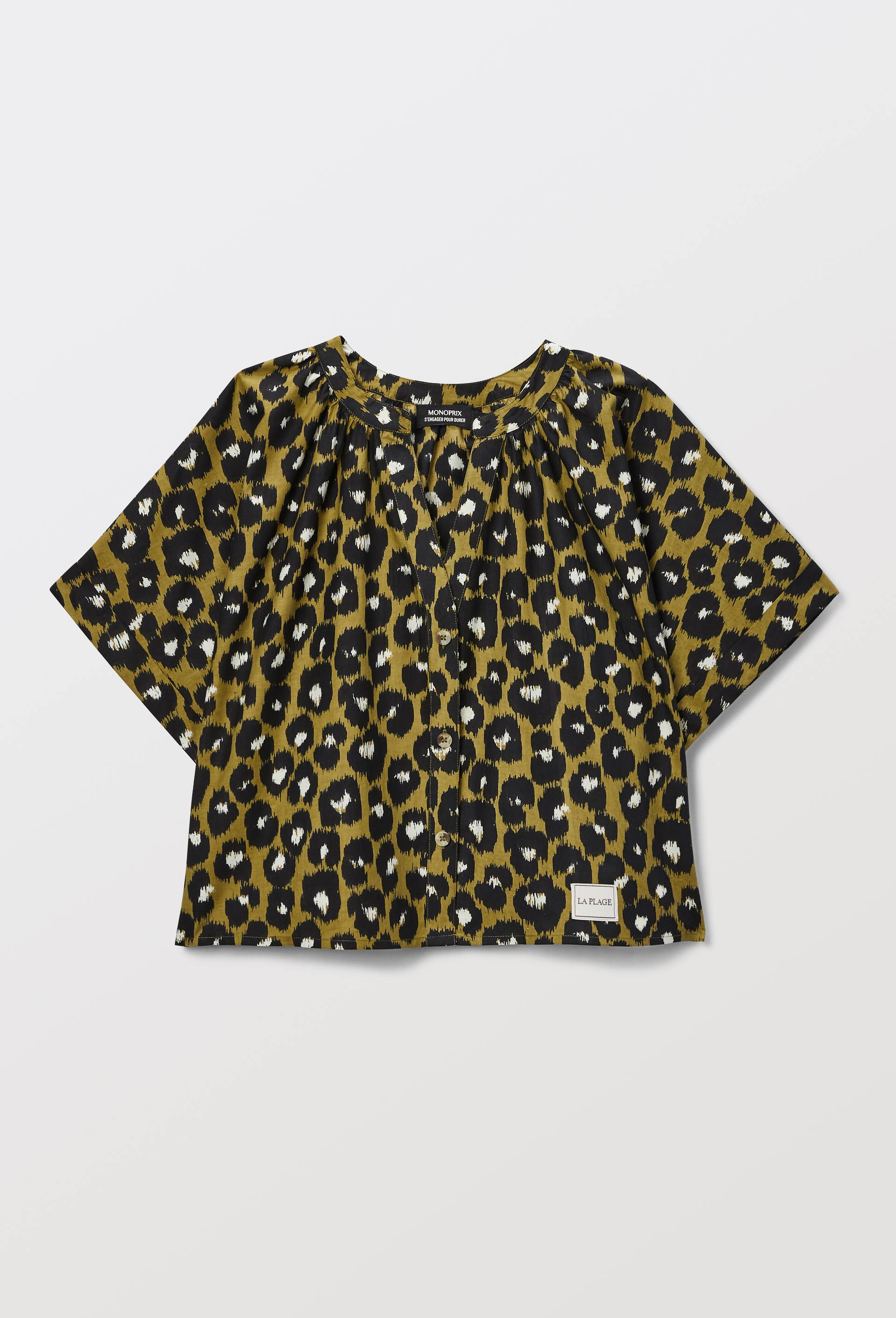 Chemise de plage imprim&eacute; animalier en coton BIO GOTS, Vert fonc&eacute;, large image number 3.0