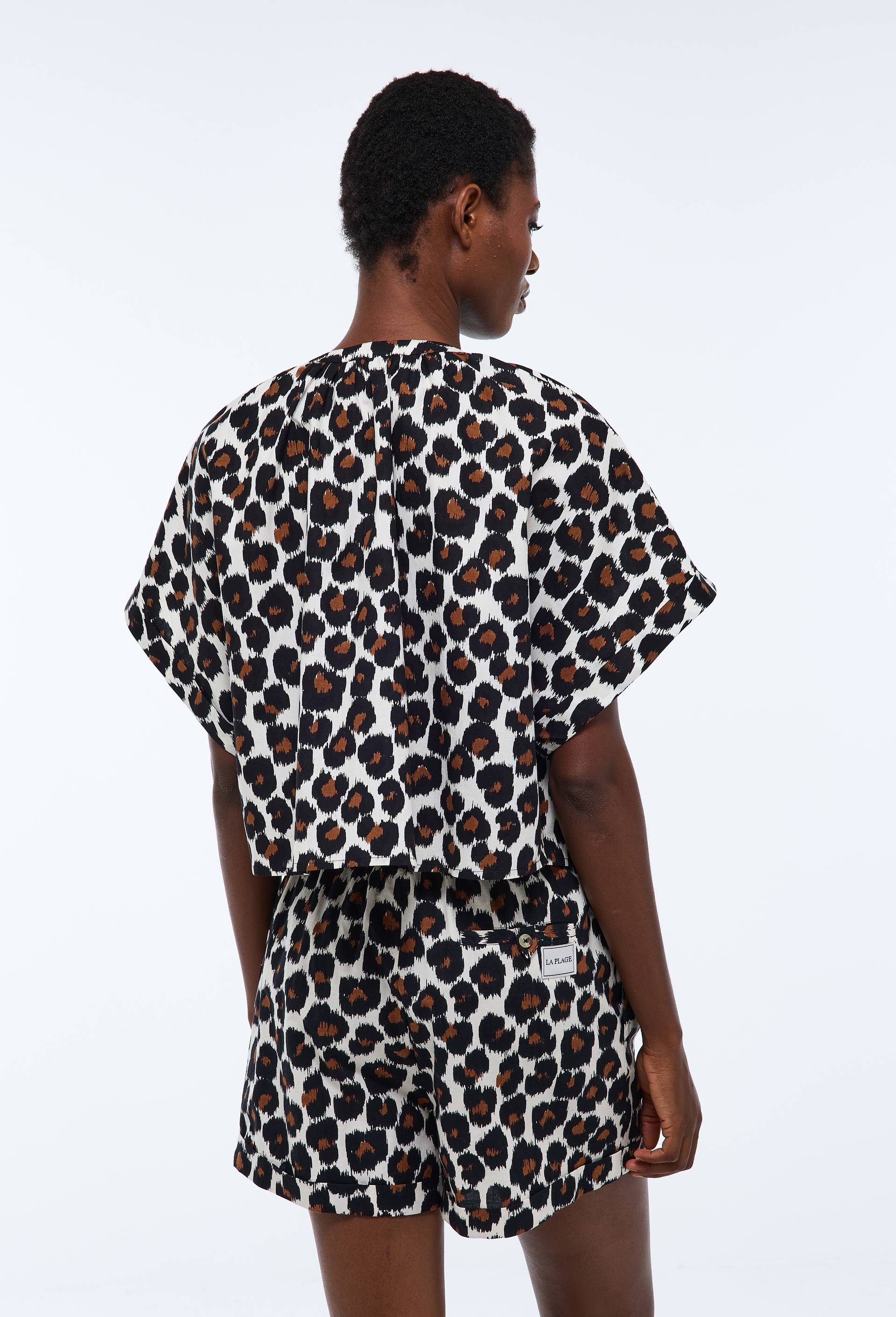 Chemise de plage imprim&eacute; animalier en coton BIO GOTS, Beige clair, large image number 1