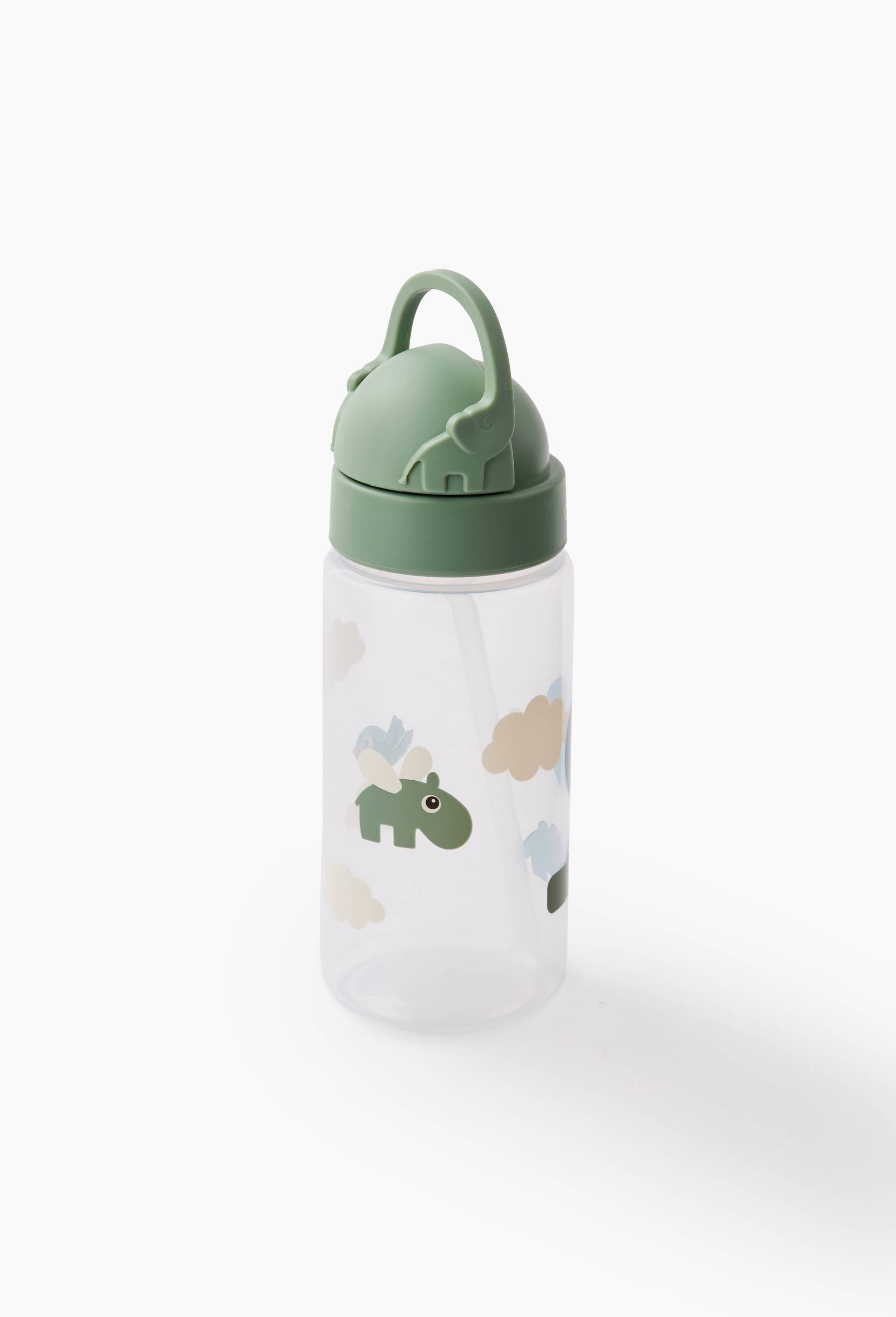 Gourde avec paille pour enfant, D6,5xH20 CM, en plastique, Vert fonc&eacute;, swatch image