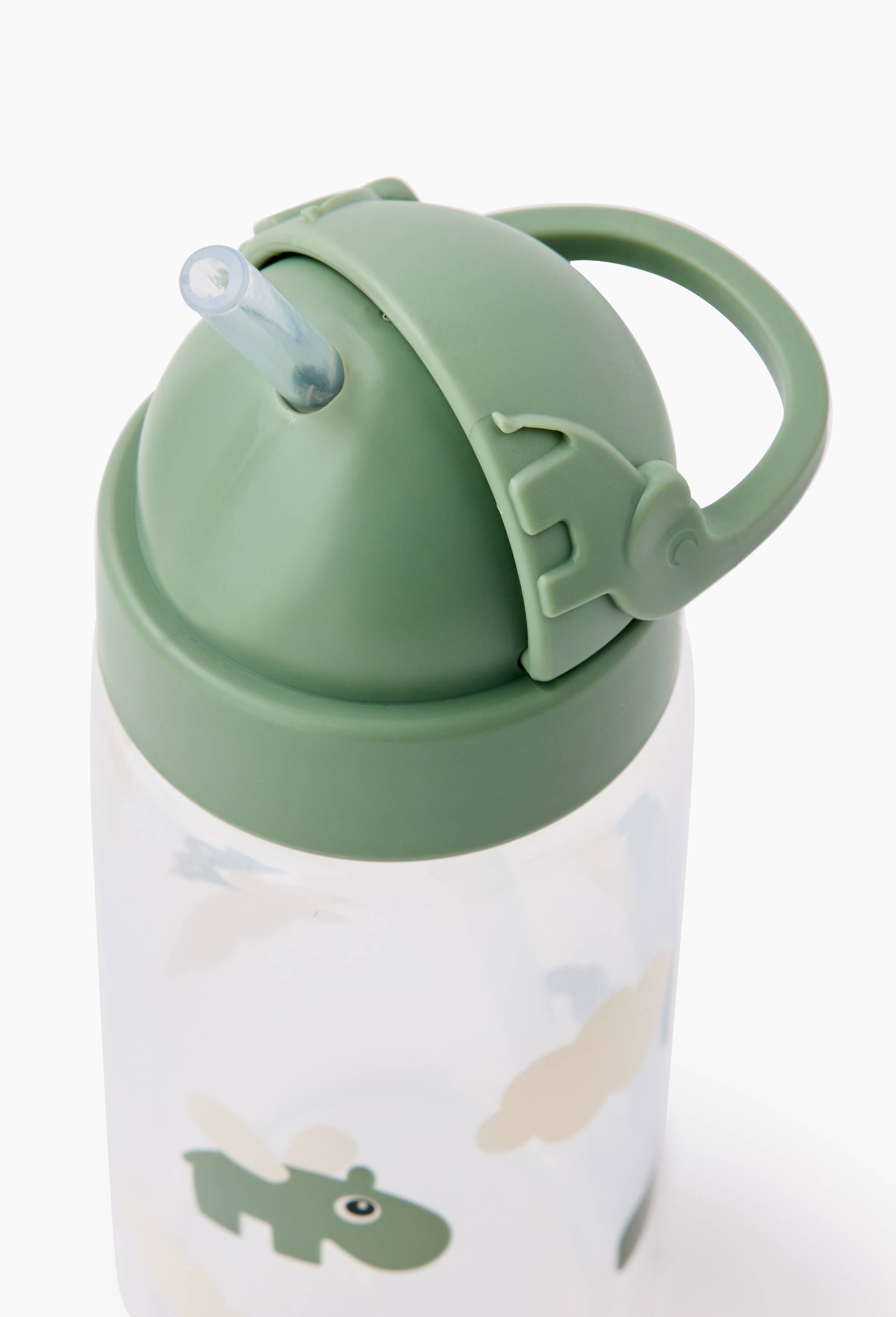 Gourde avec paille pour enfant, D6,5xH20 CM, en plastique, Vert fonc&eacute;, large image number 1.0