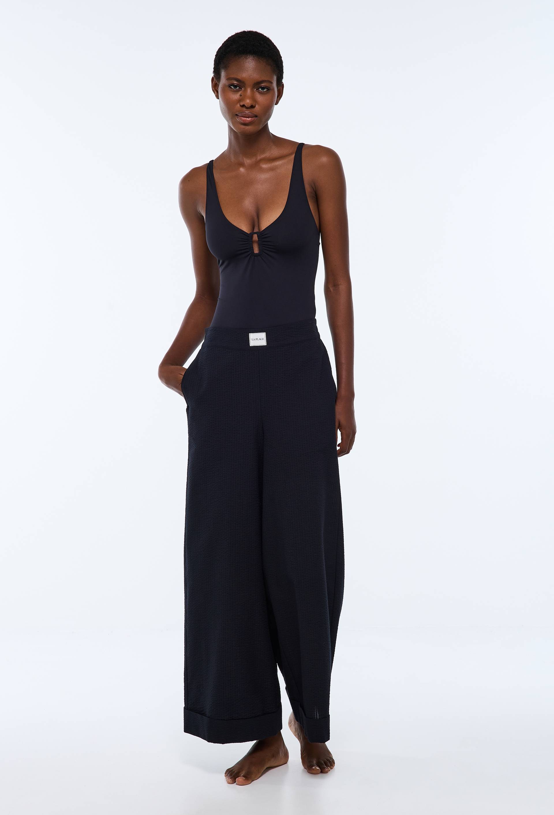 Pantalon de plage en coton BIO GOTS, Noir, large image number 1