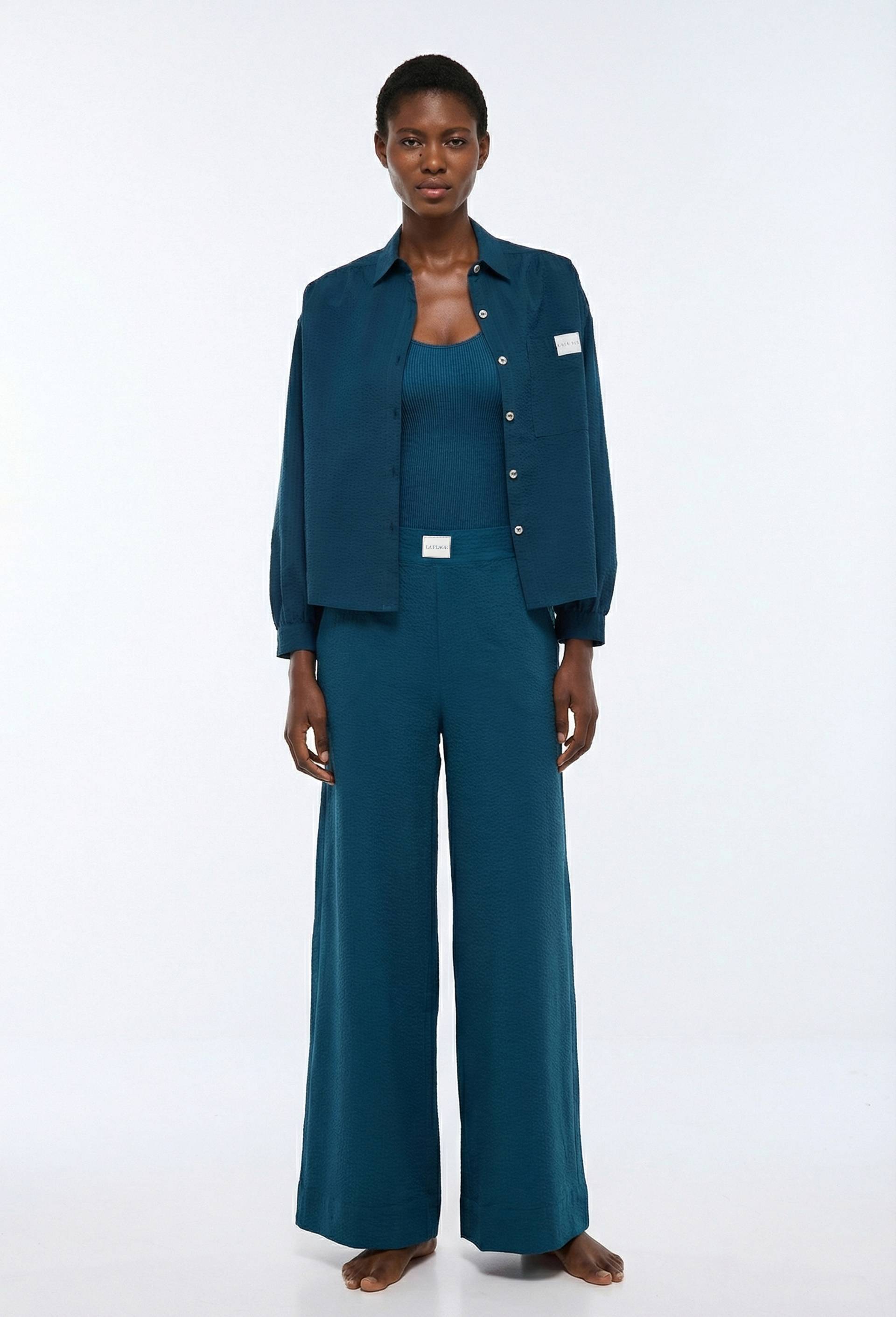 Pantalon de plage en coton BIO GOTS, Bleu, large image number 0