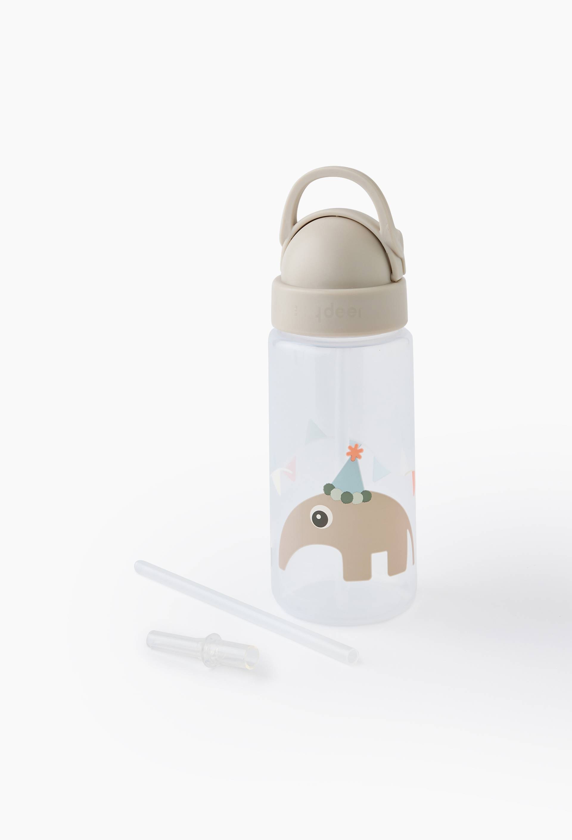 Gourde avec paille pour enfant, D6,5xH20 CM, en plastique, Beige, large image number 0
