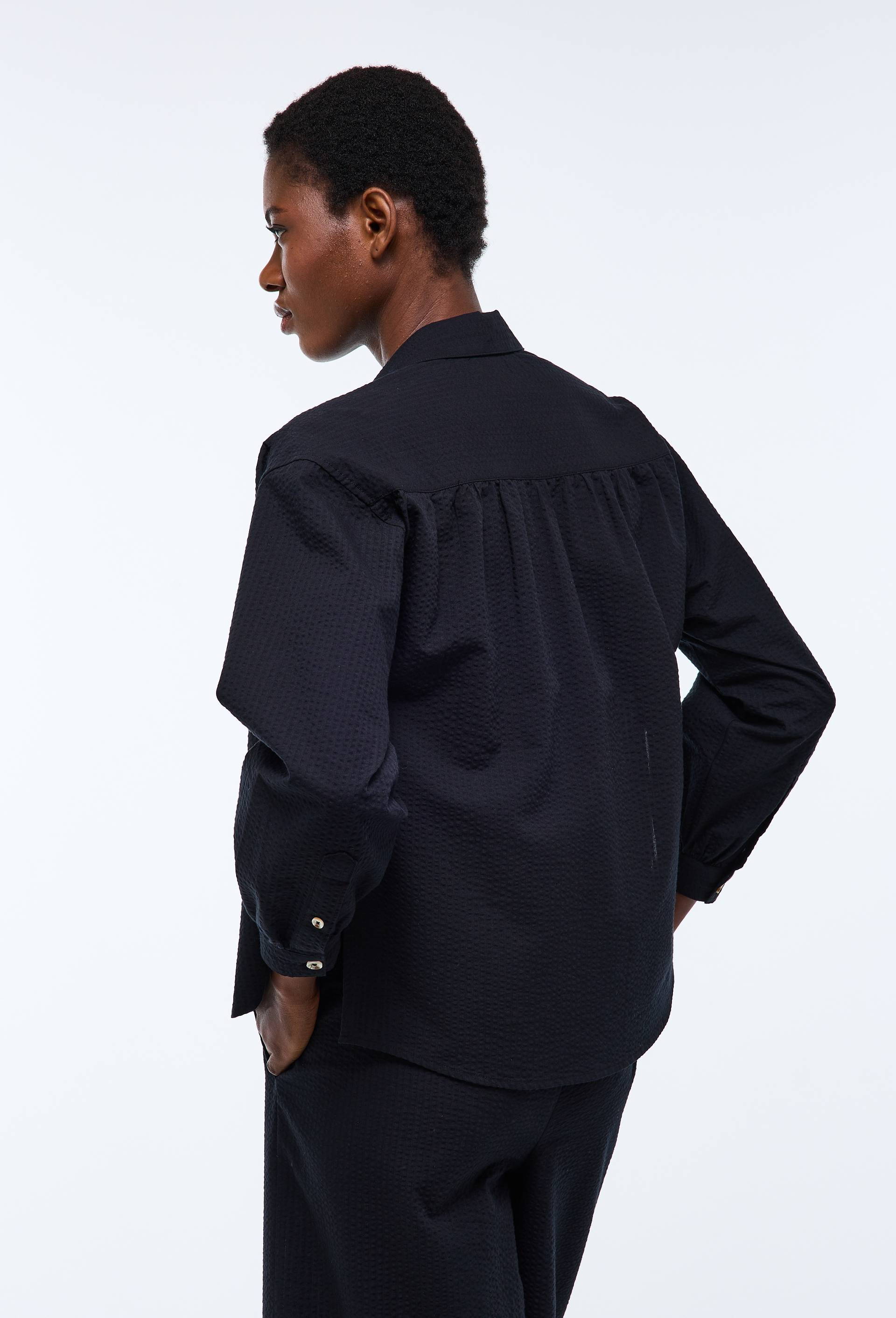 Chemise de plage en coton BIO GOTS, Noir, large image number 3