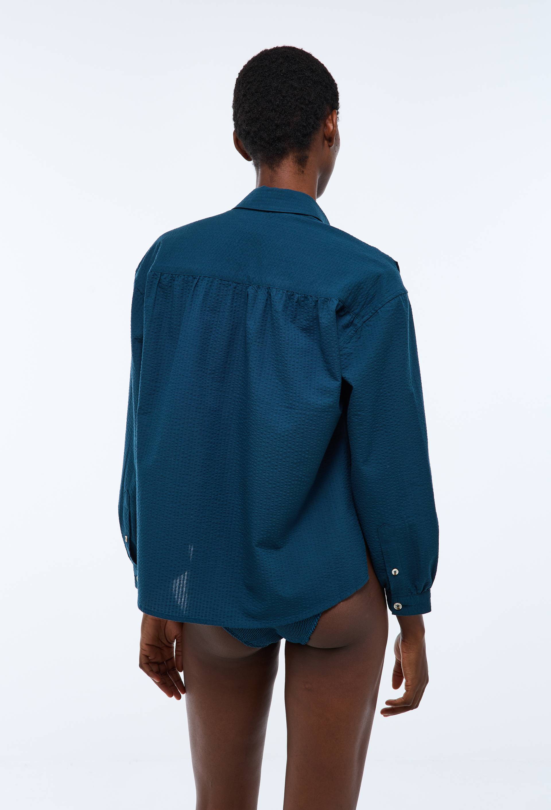 Chemise de plage en coton BIO GOTS, Bleu, large image number 2