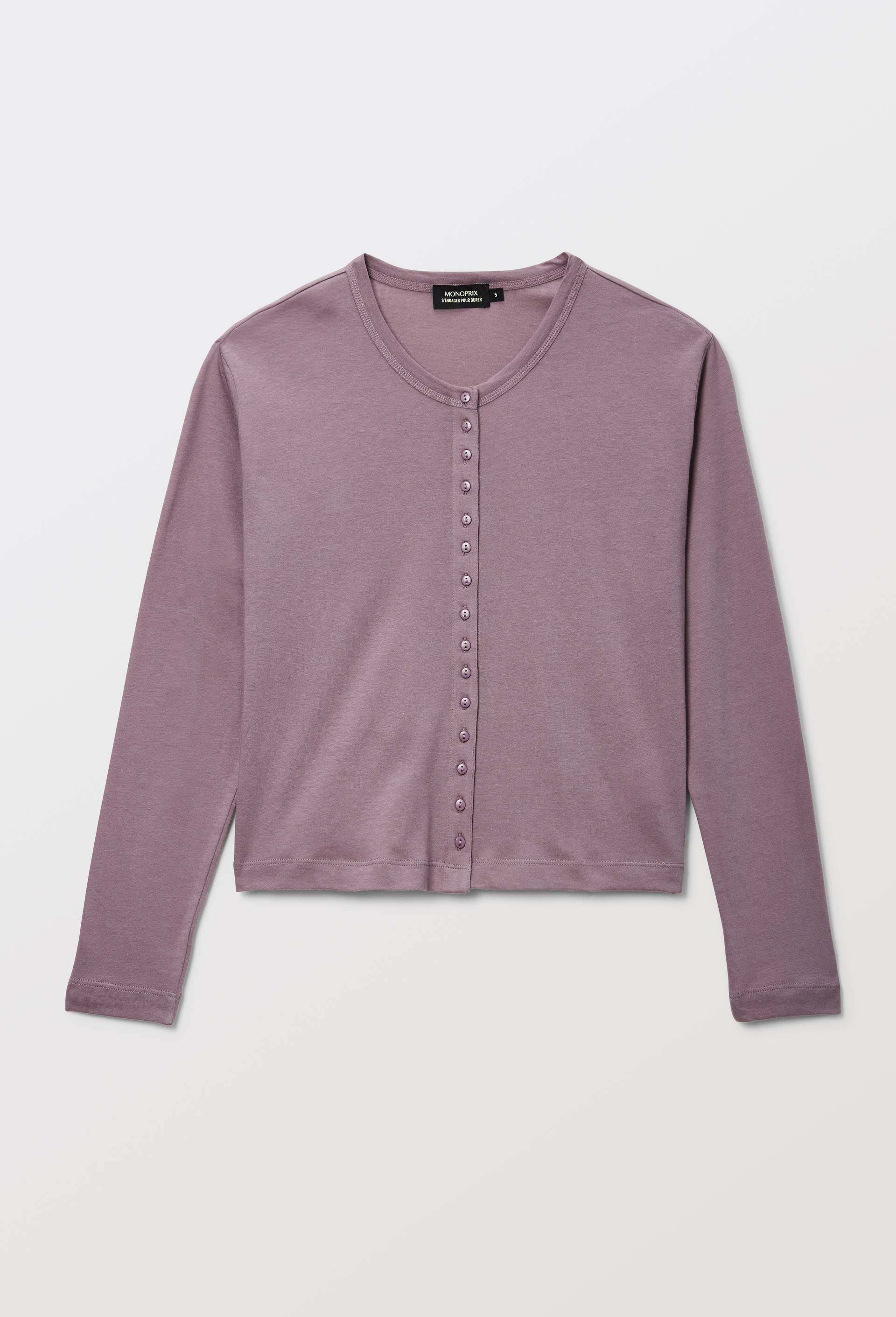 Cardigan uni en coton bio GOTS, Violet, large image number 2.0