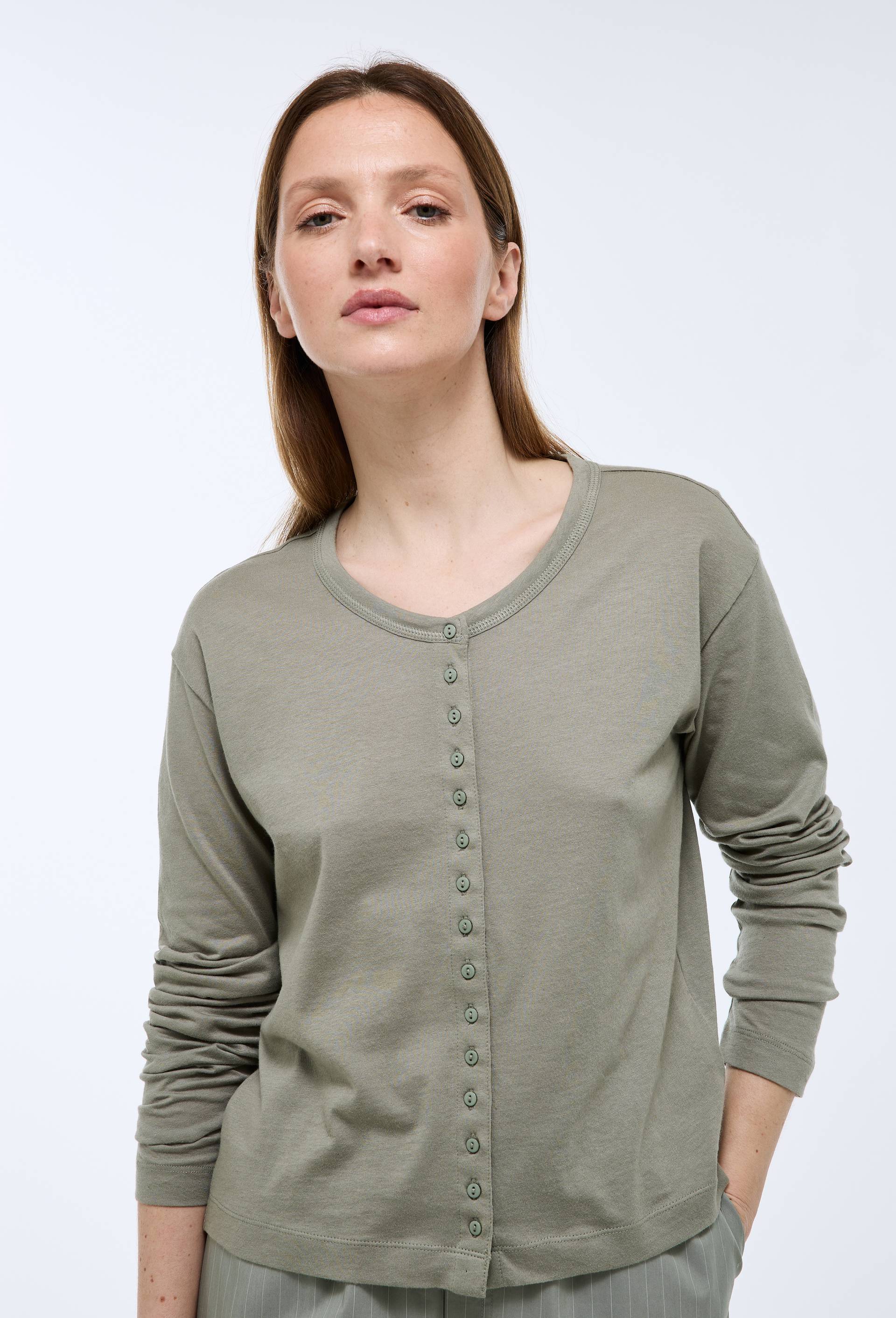 Cardigan uni en coton bio GOTS, Vert, large image number 0