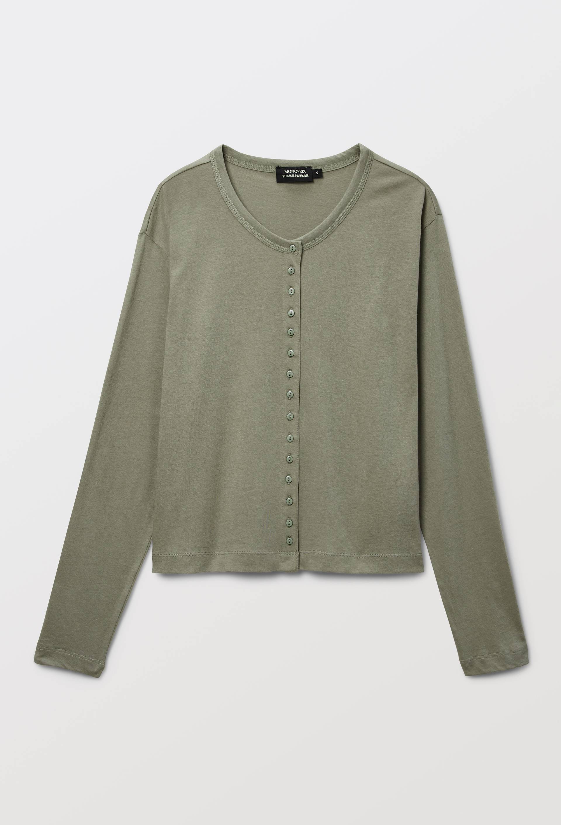 Cardigan uni en coton bio GOTS, Vert, large image number 2