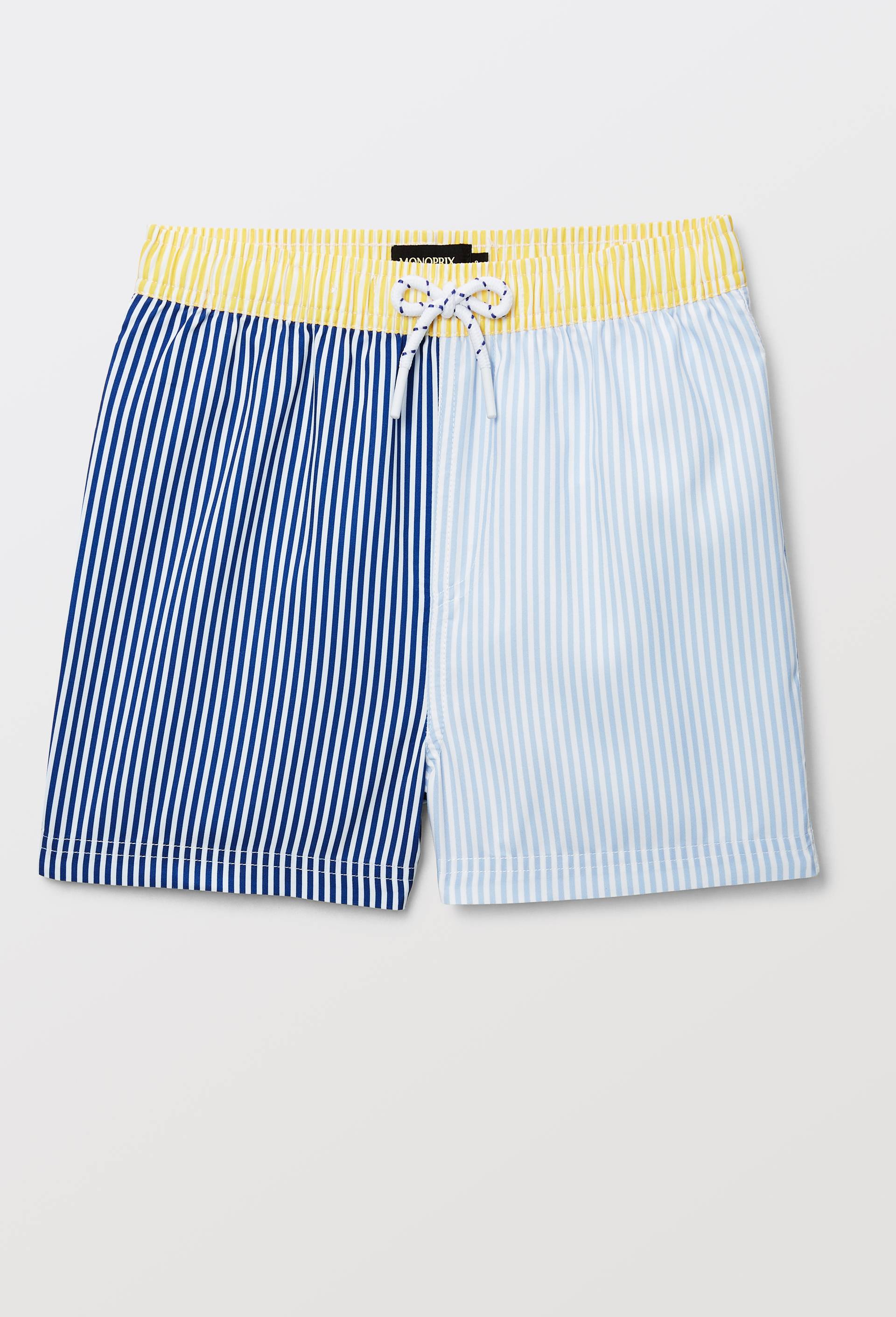 Short de bain ray&eacute; multicolore, Blanc, swatch image