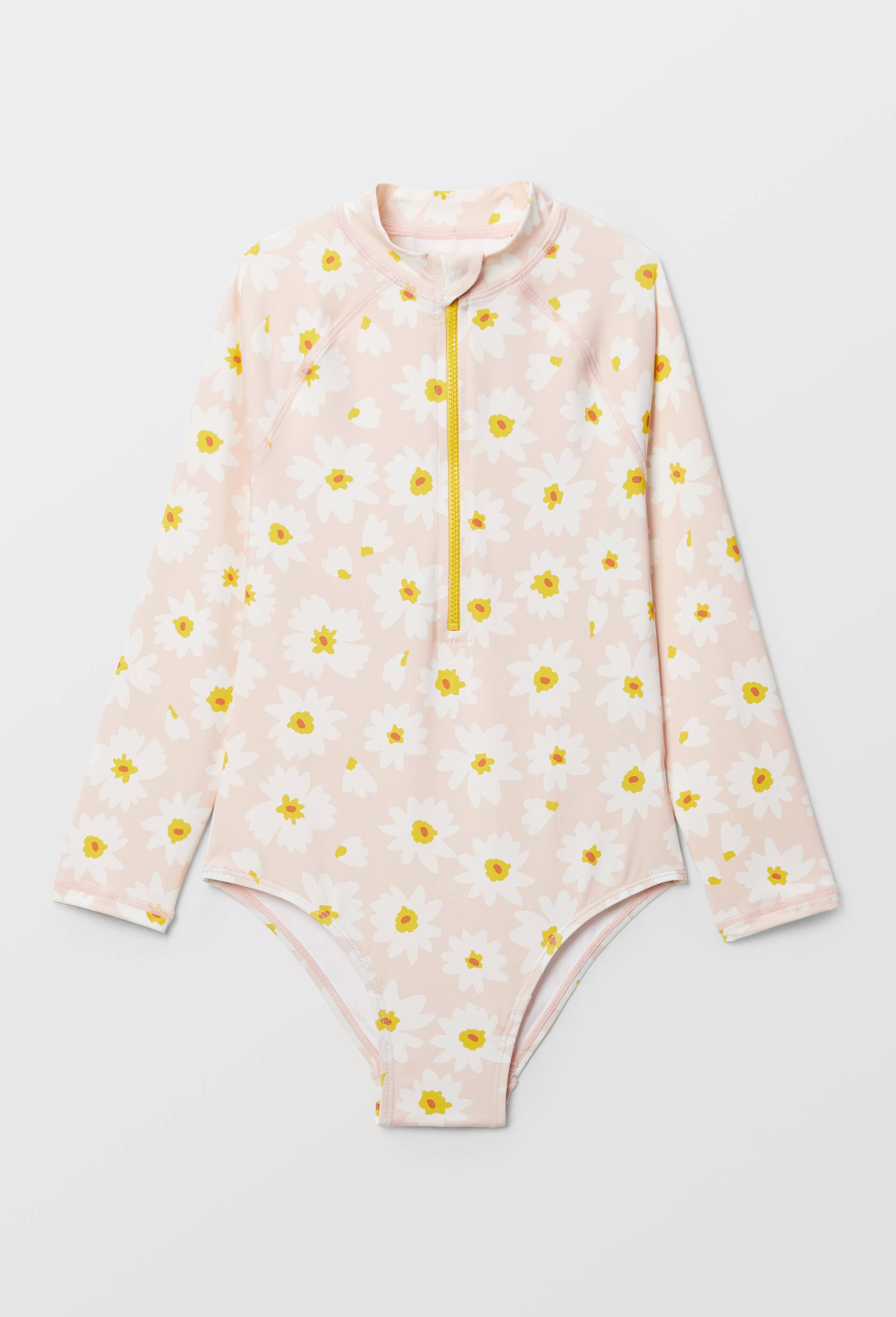 Maillot de bain 1 pi&egrave;ce manches longues anti-UV imprim&eacute;, Rose clair, large image number 0