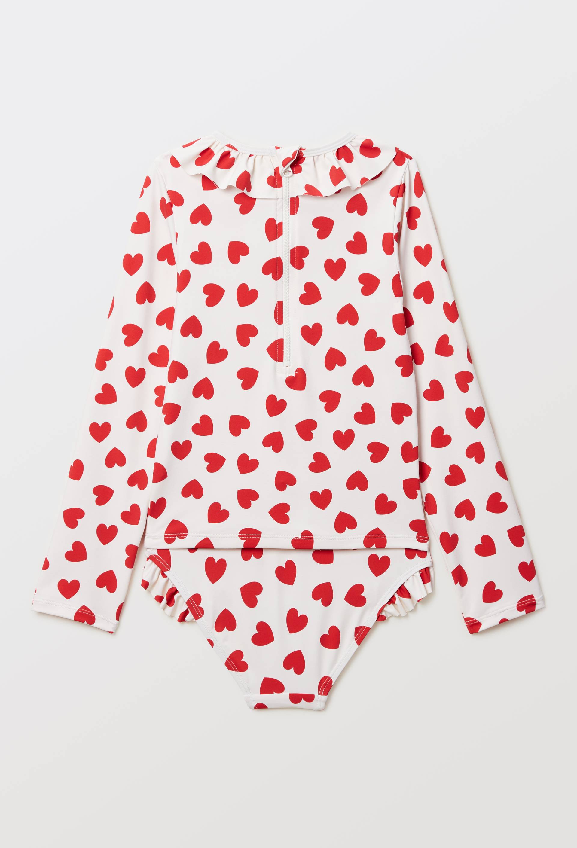 Maillot de bain tee-shirt manches longues et culotte imprim&eacute;s, Ecru, large image number 1
