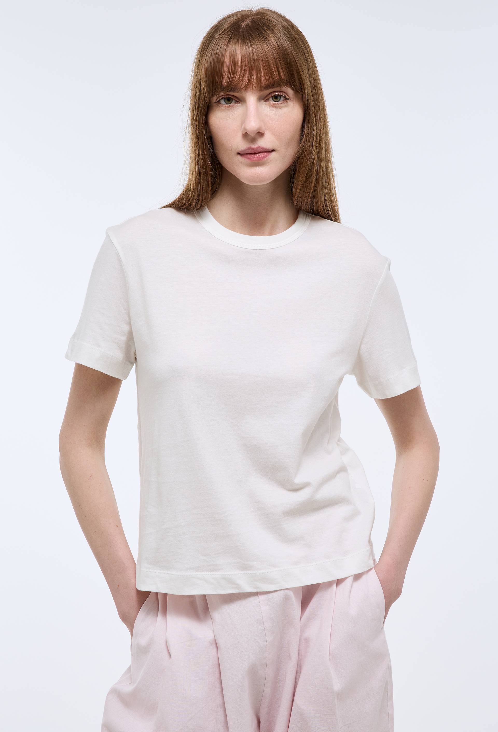 T-shirt uni en coton bio GOTS, Ecru, large image number 0.0