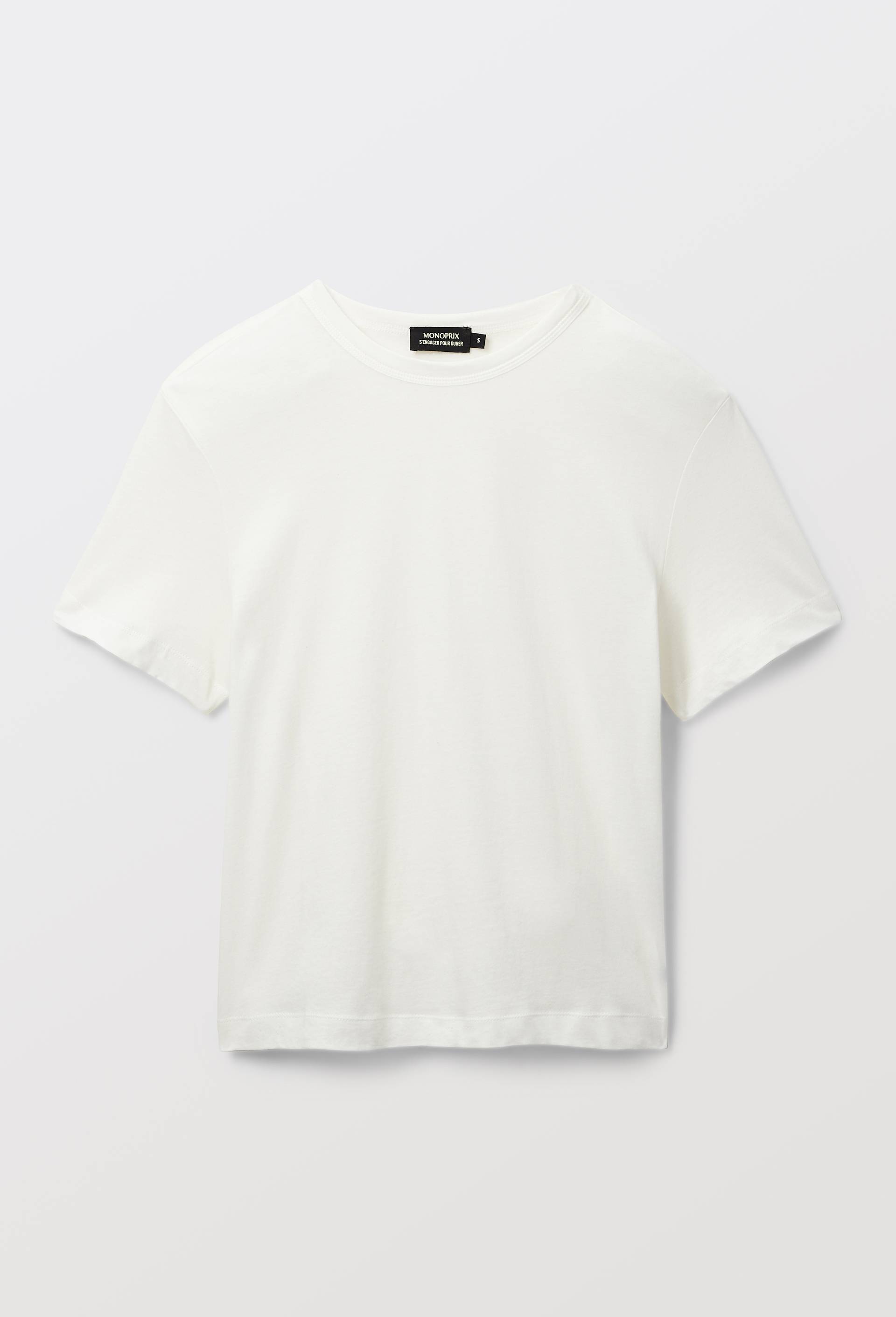 T-shirt uni en coton bio GOTS, Ecru, large image number 2.0