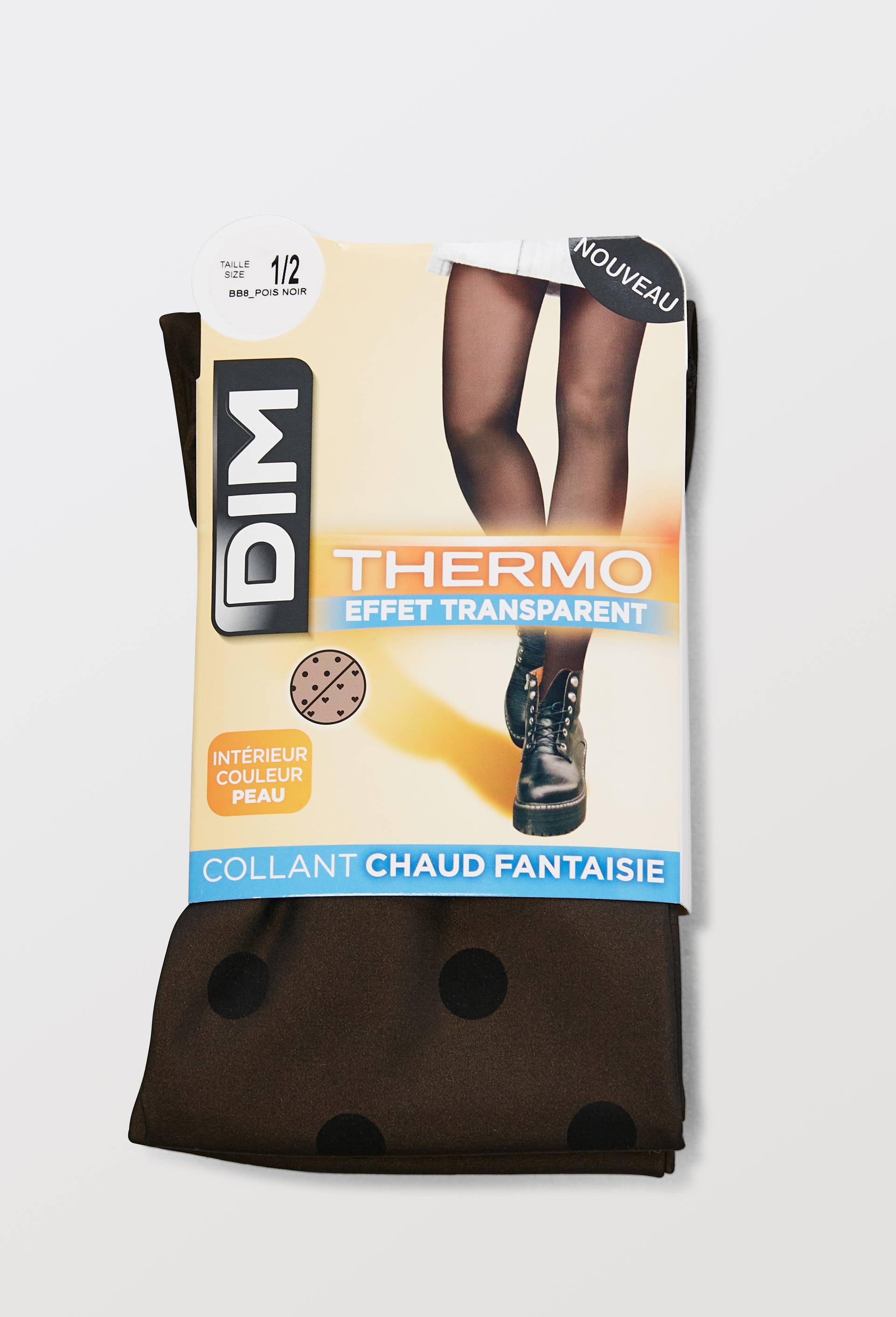 Collant thermo chaud effet transparent fantaisie DIM, Noir, large image number 2