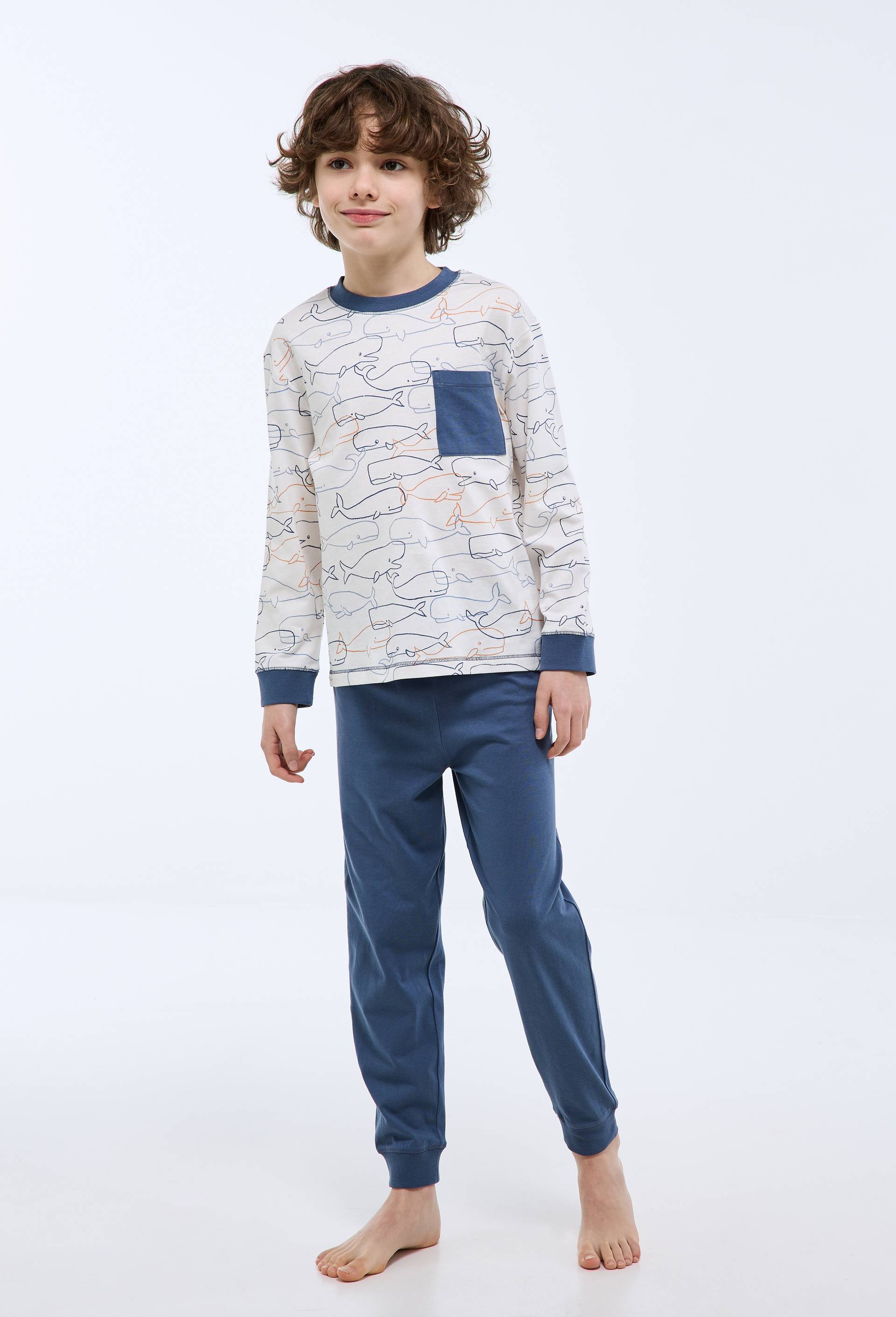 Pyjama manches longues imprim&eacute; en jersey coton BIO GOTS, Beige clair, large image number 0