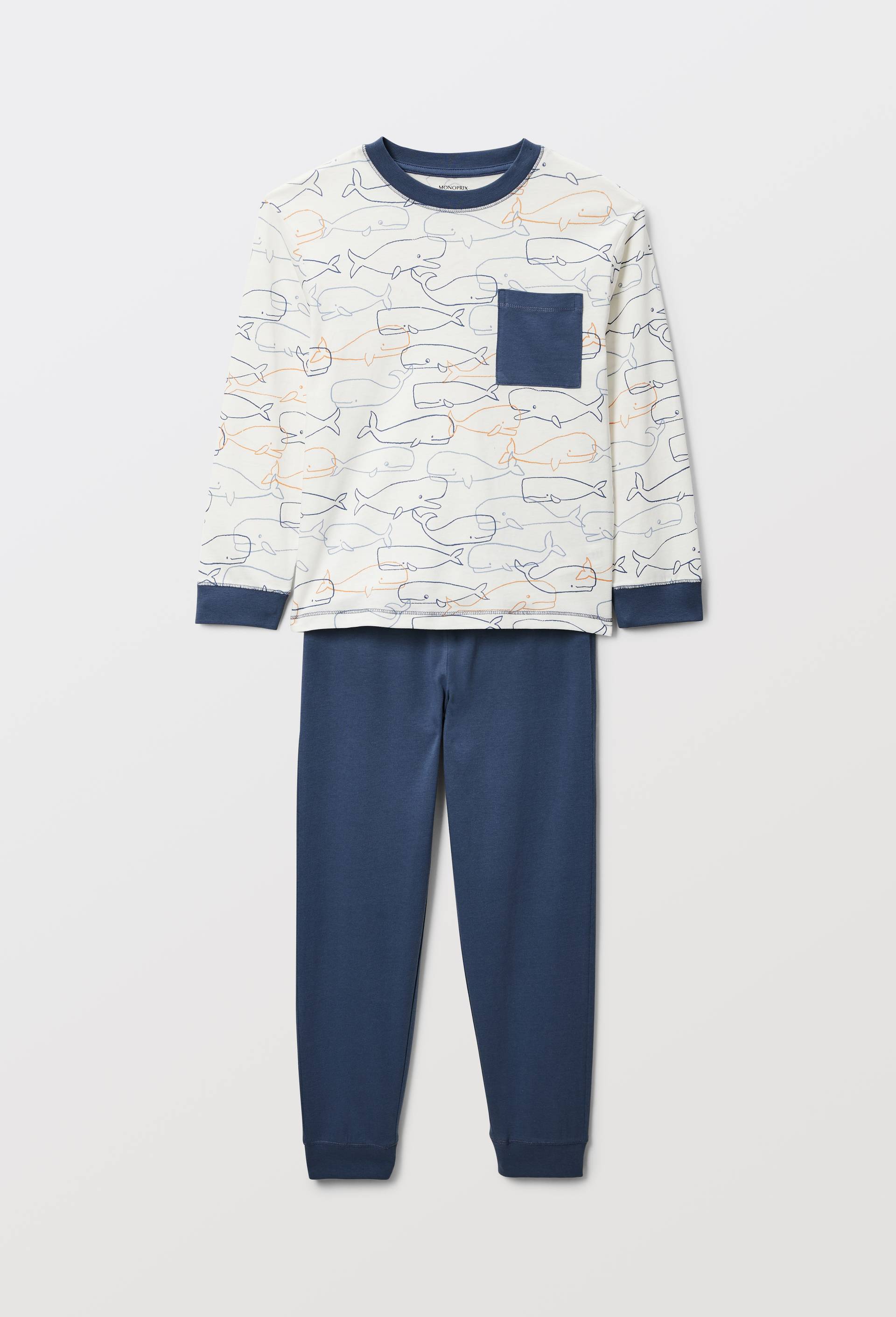 Pyjama manches longues imprim&eacute; en jersey coton BIO GOTS, Beige clair, large image number 1