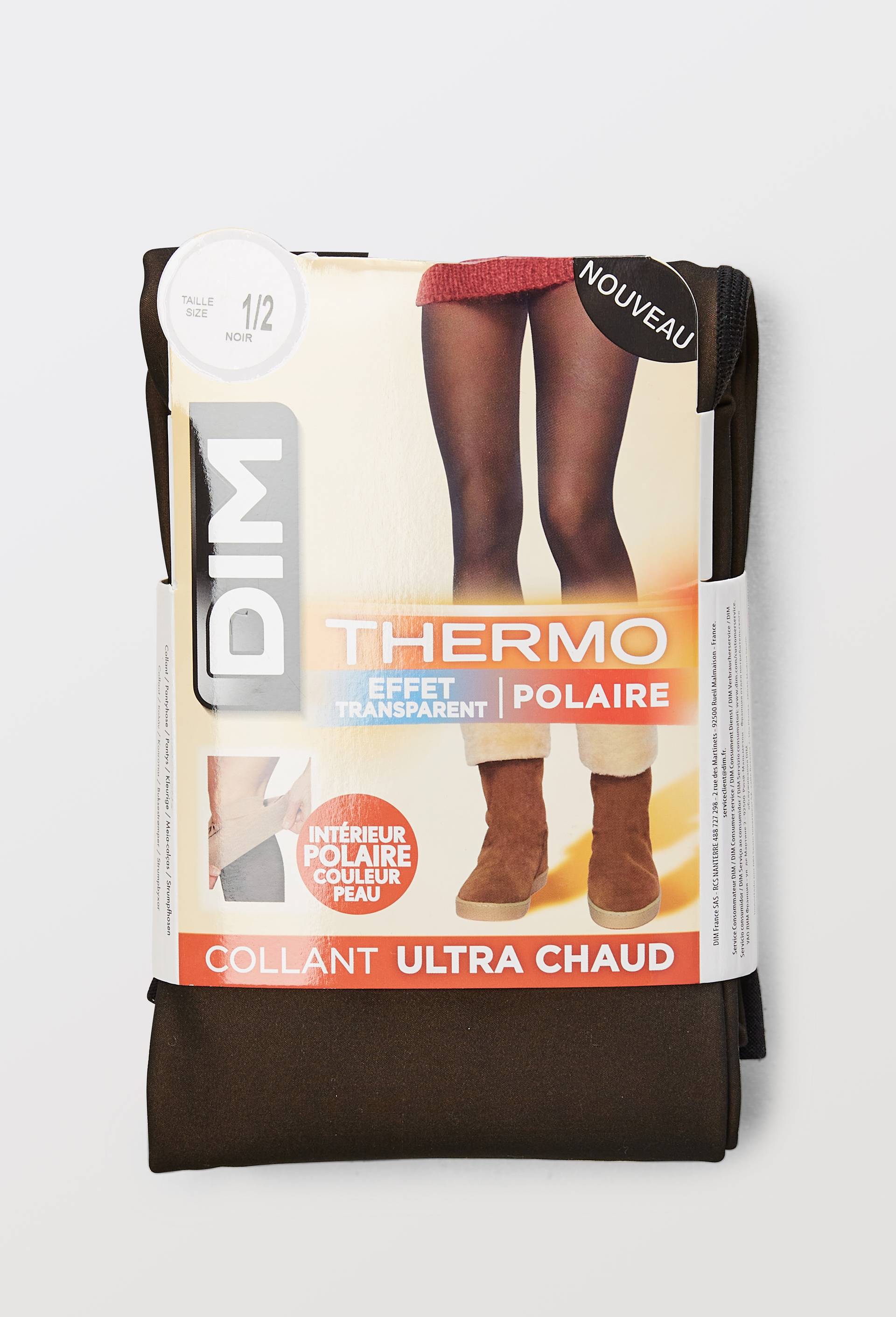 Collant thermo chaud effet transparent int&eacute;rieur polaire DIM, Noir, large image number 2.0