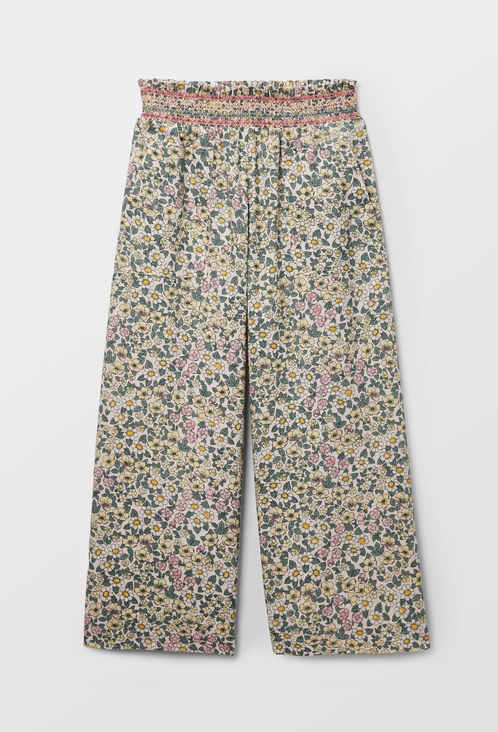 Pantalon large imprim&eacute; en coton, Beige clair, large image number 1.0
