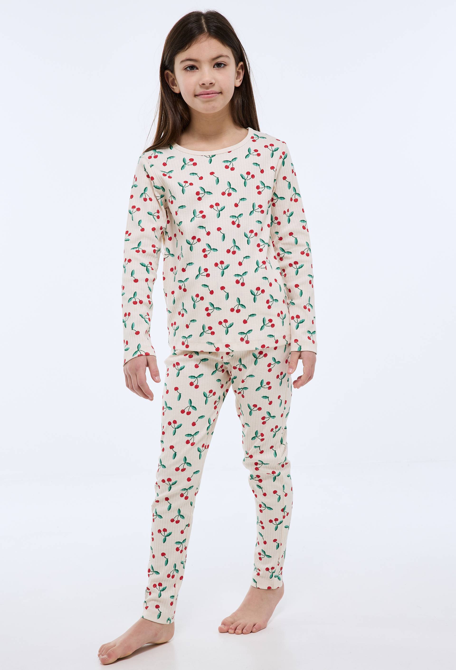 Pyjama manches longues imprim&eacute; en coton BIO GOTS, Beige clair, large image number 0