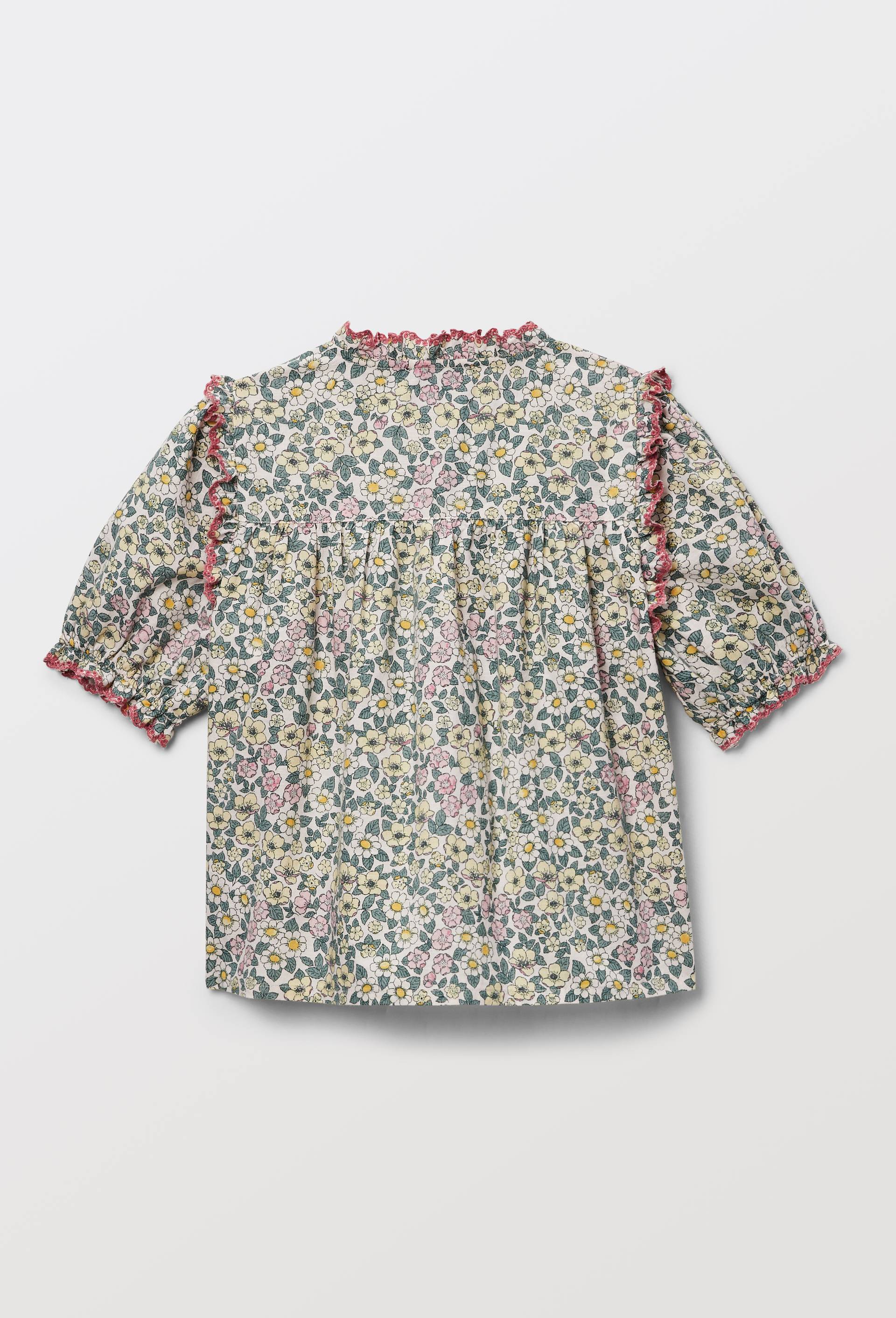 Blouse manches courtes imprim&eacute;e en coton, Beige clair, large image number 2