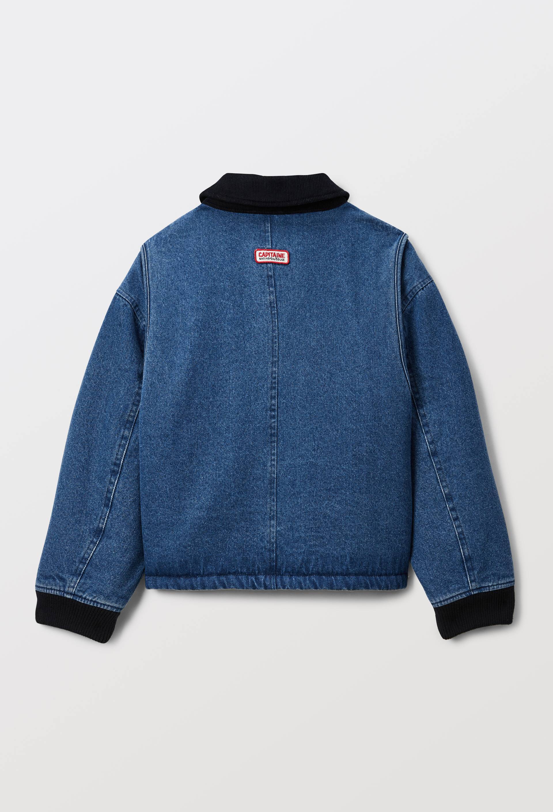 Veste col velours en jean doubl&eacute;e sherpa, Bleu, large image number 3