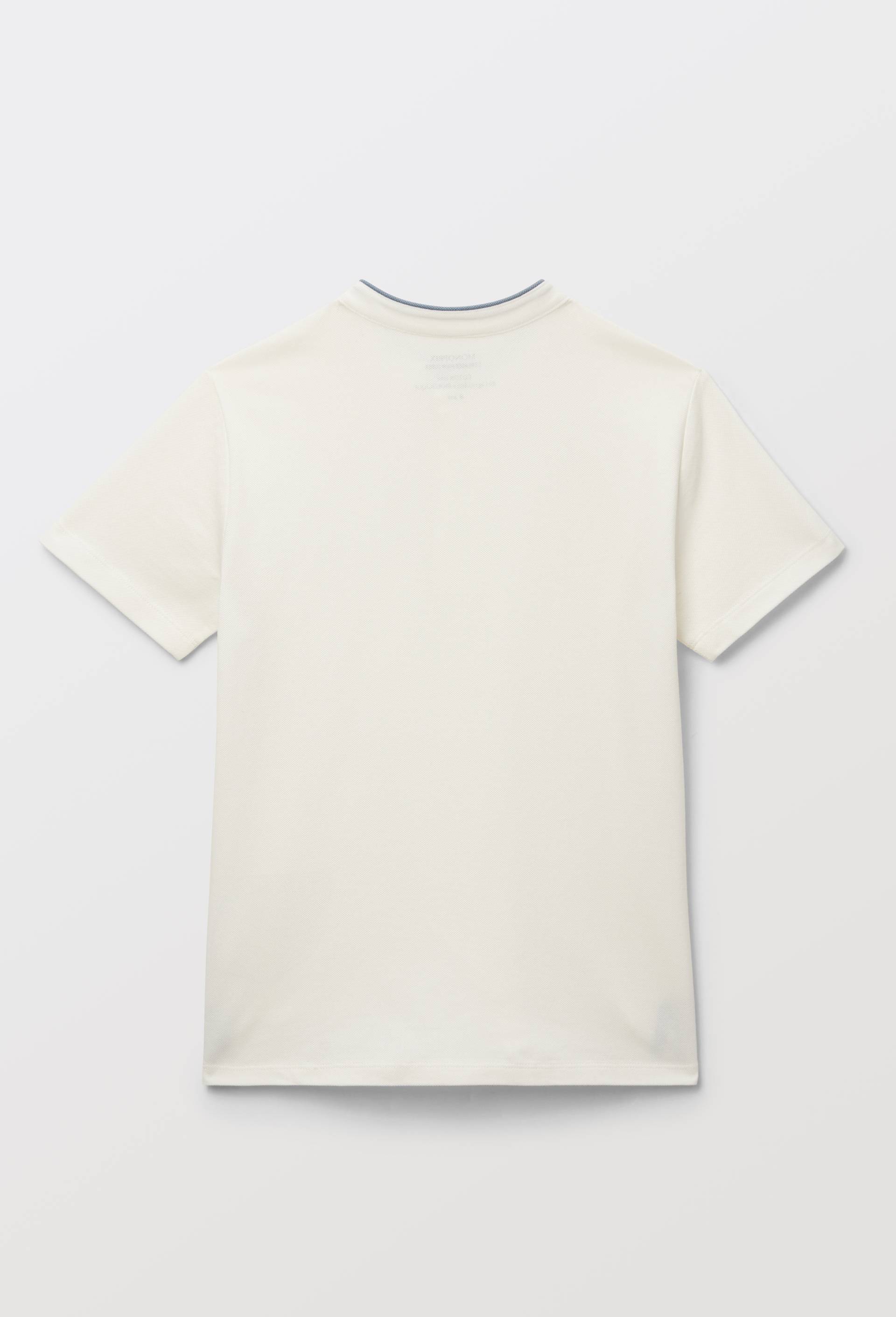 Polo manches courtes  col mao uni en coton BIO GOTS, Ecru, large image number 2.0