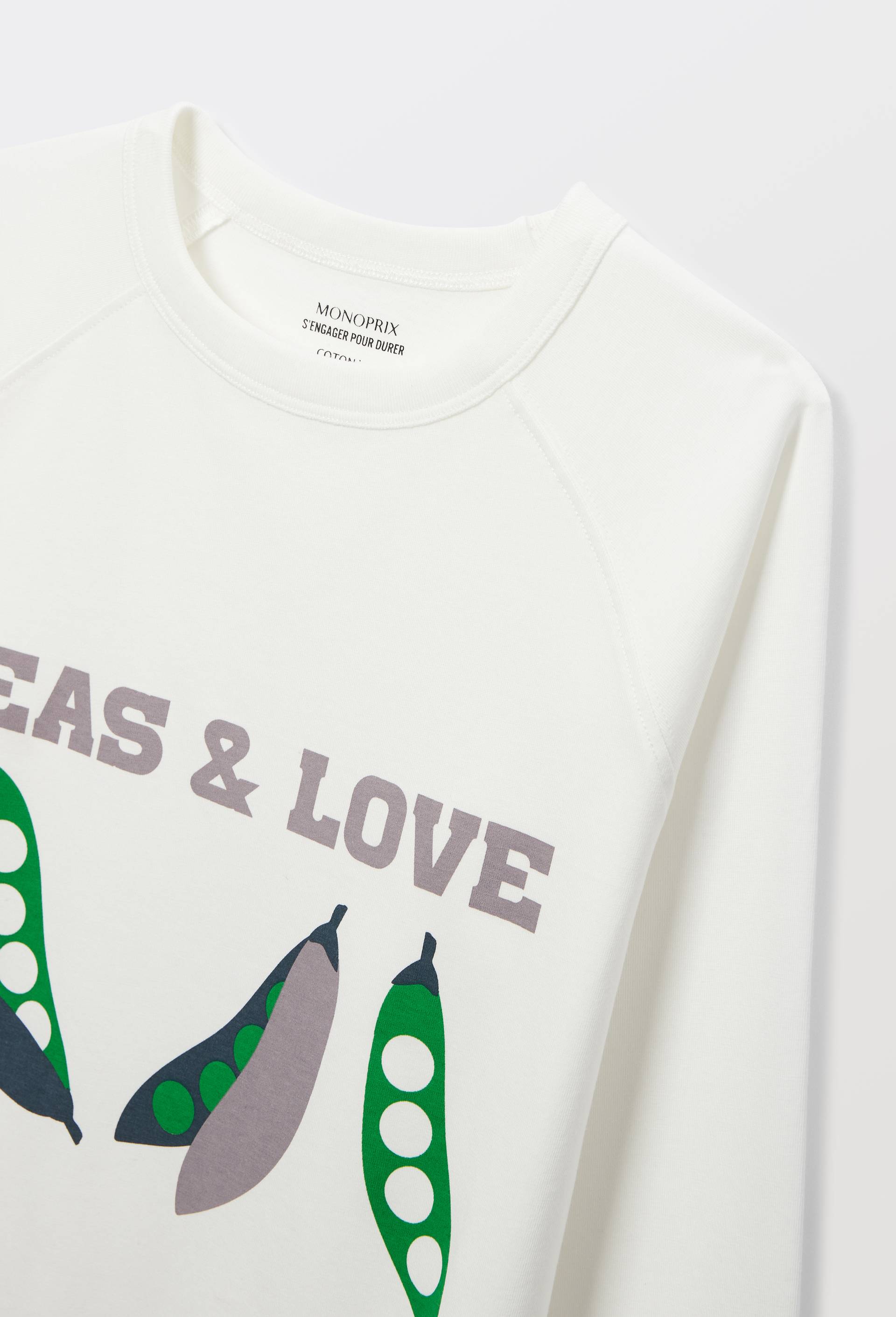T-shirt manches longues imprim&eacute; en coton BIO GOTS, Ecru, large image number 2