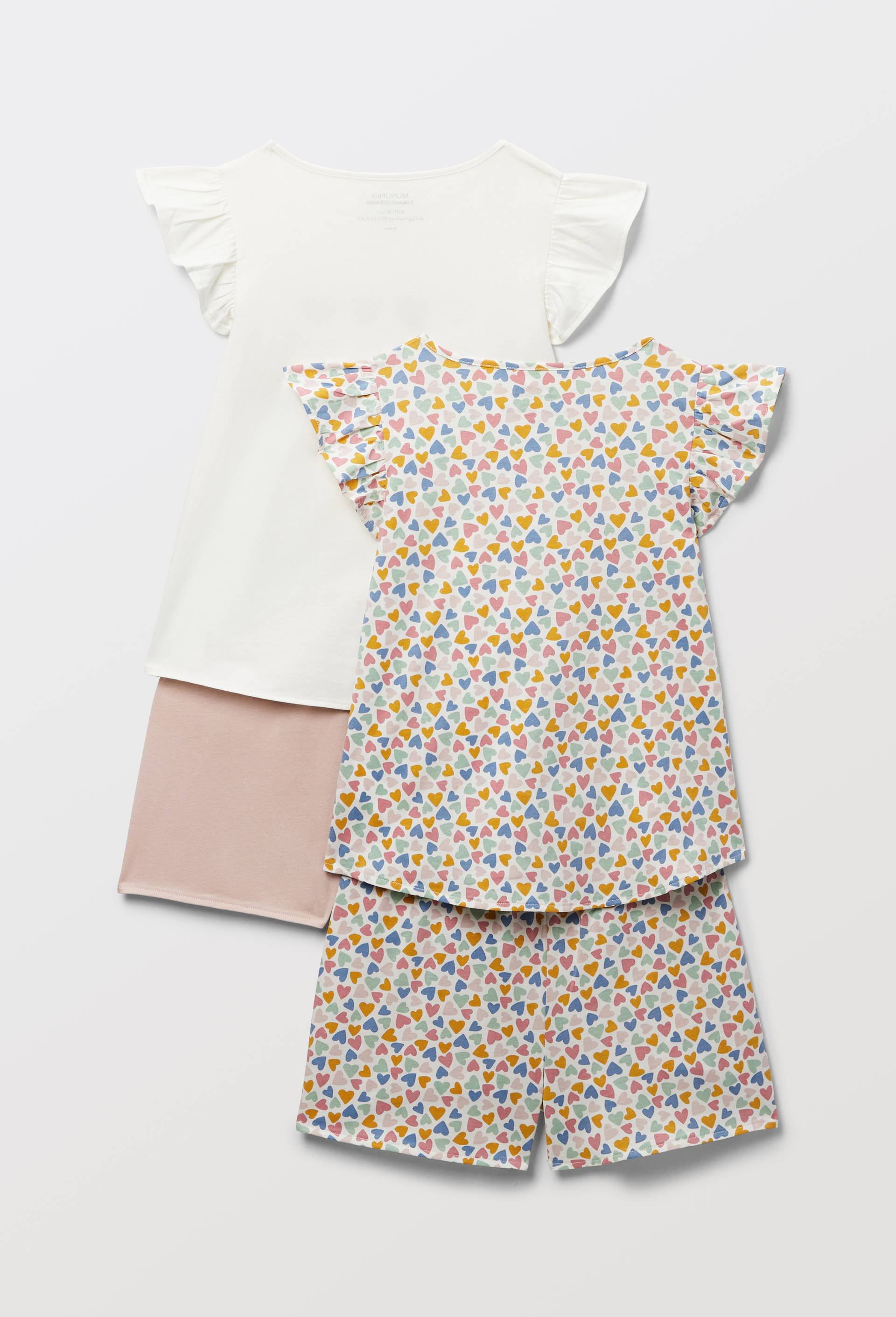 Lot de 2 pyjamas shorts imprim&eacute; en jersey coton BIO GOTS, Rose clair, large image number 1