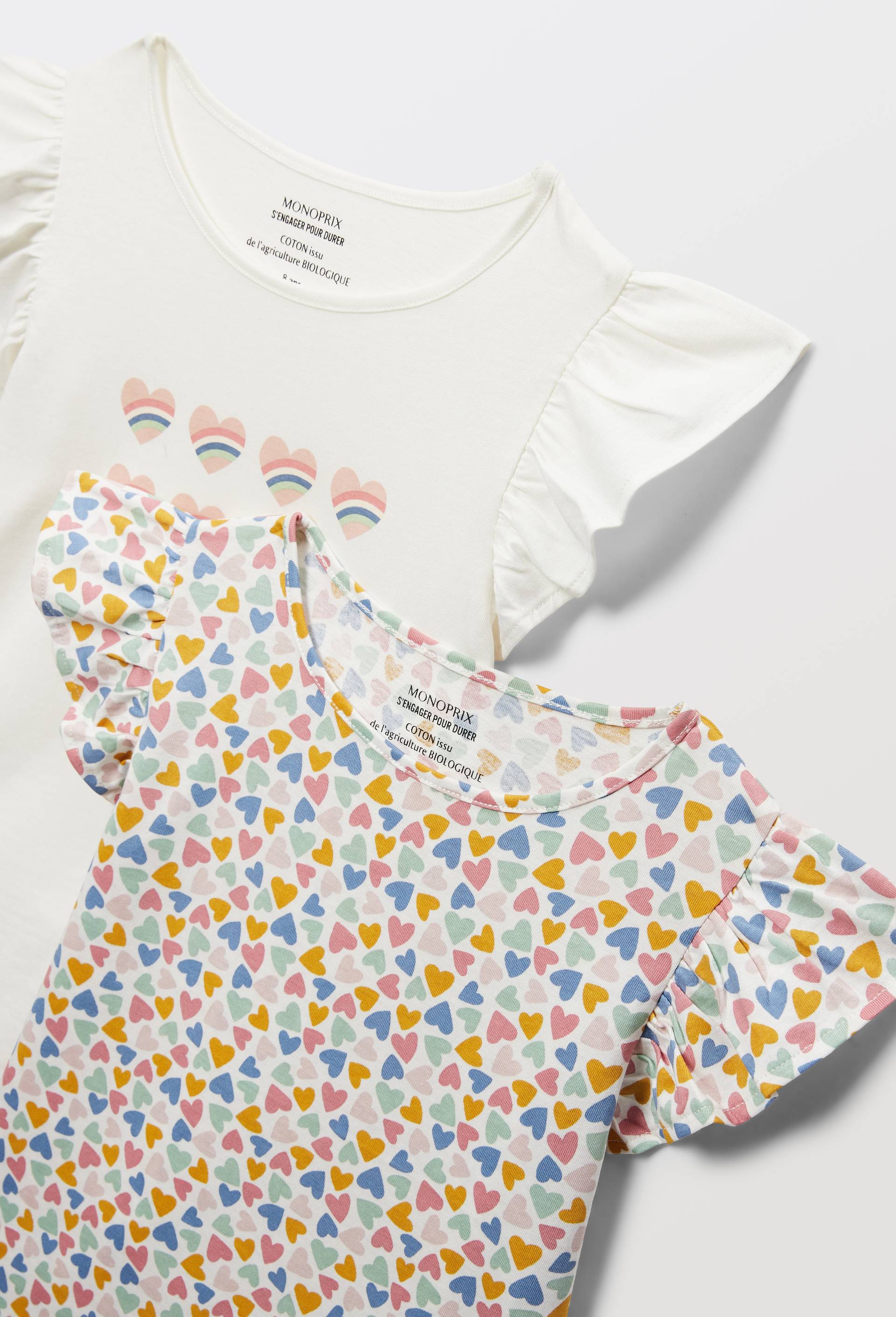 Lot de 2 pyjamas shorts imprim&eacute; en jersey coton BIO GOTS, Rose clair, large image number 2.0