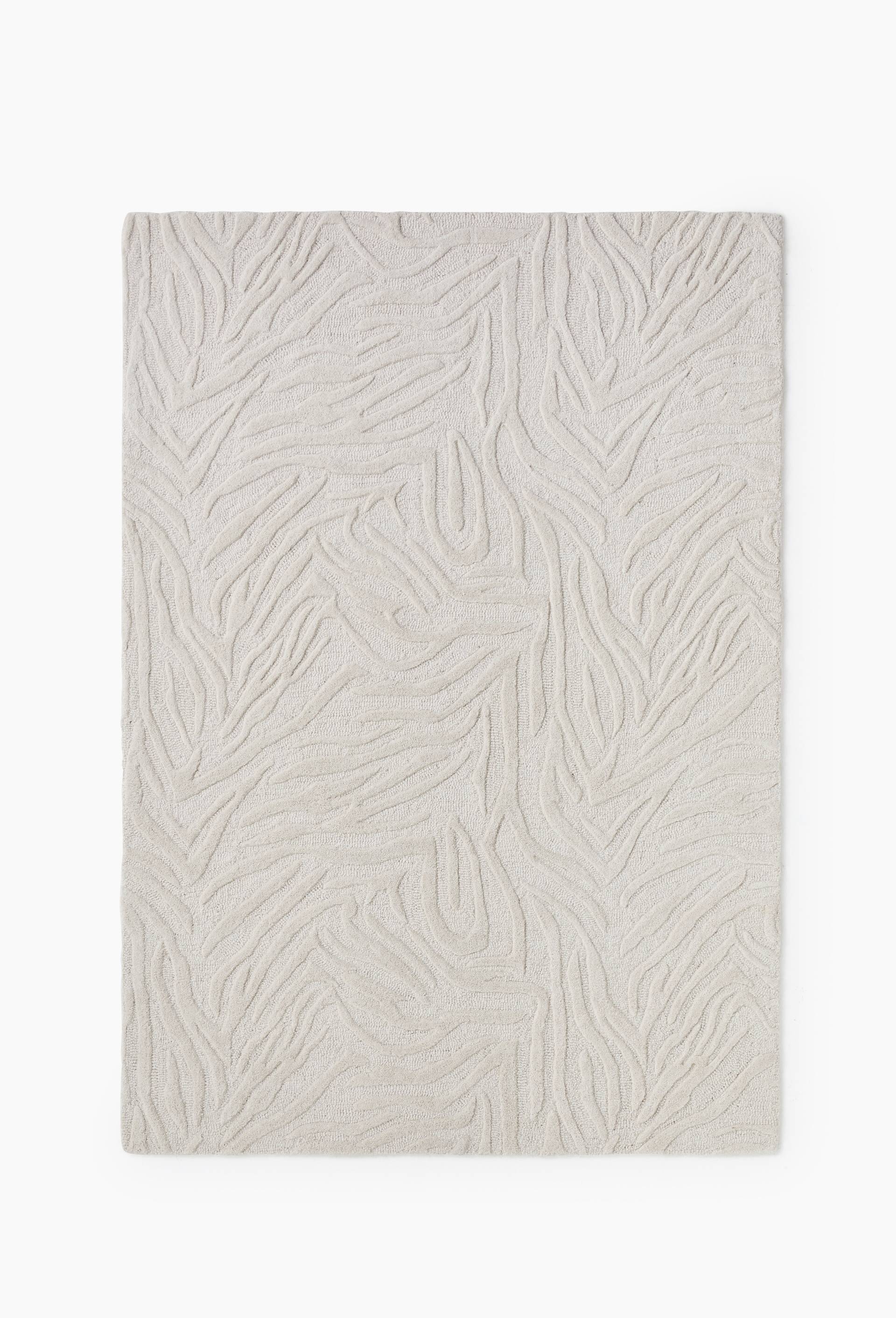 Grand tapis tuft&eacute; ras&eacute;, 140x200cm, 100% laine, Ecru, large image number 1.0