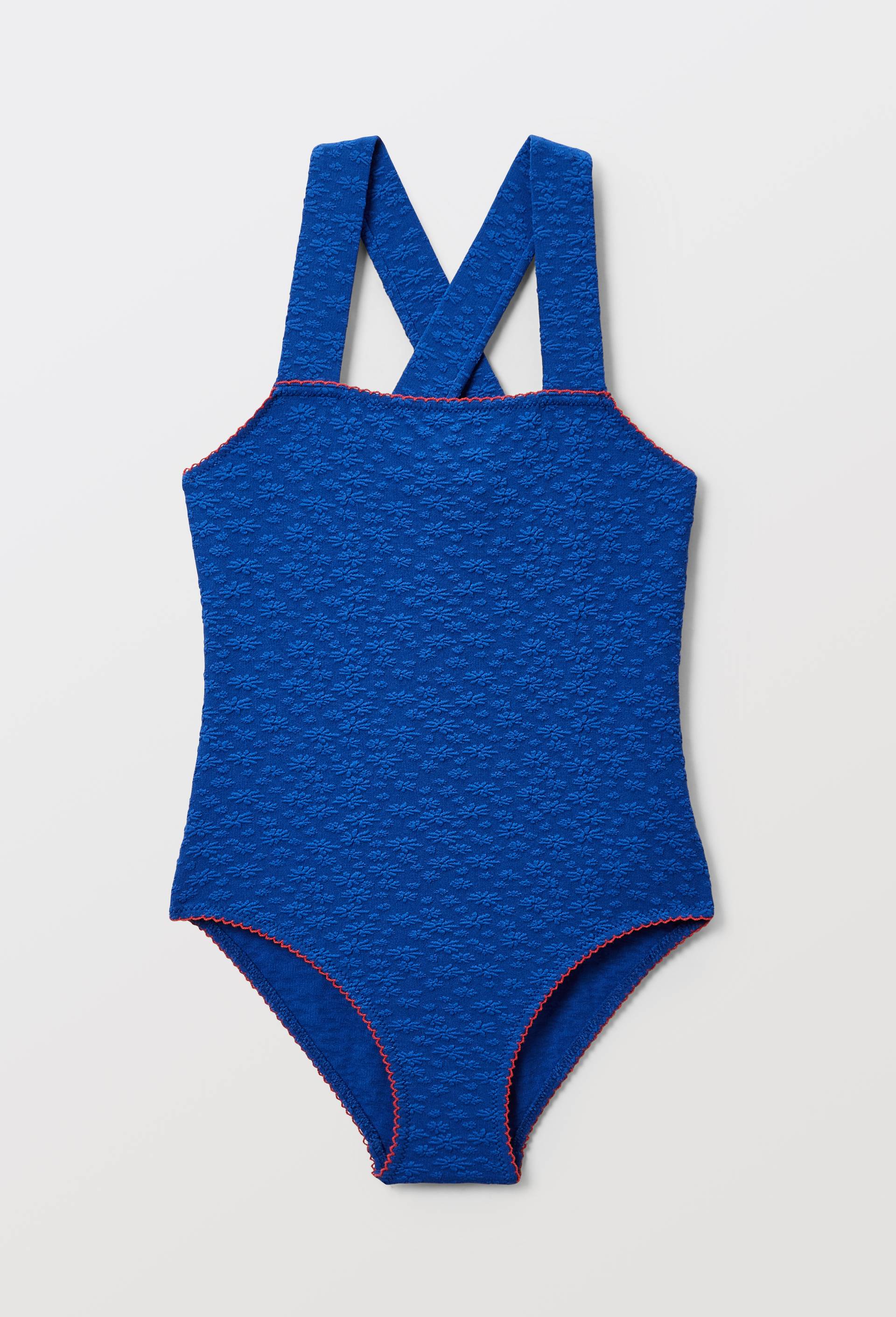 Maillot de bain 1 pi&egrave;ce jacquard imprim&eacute;, Bleu, large image number 0
