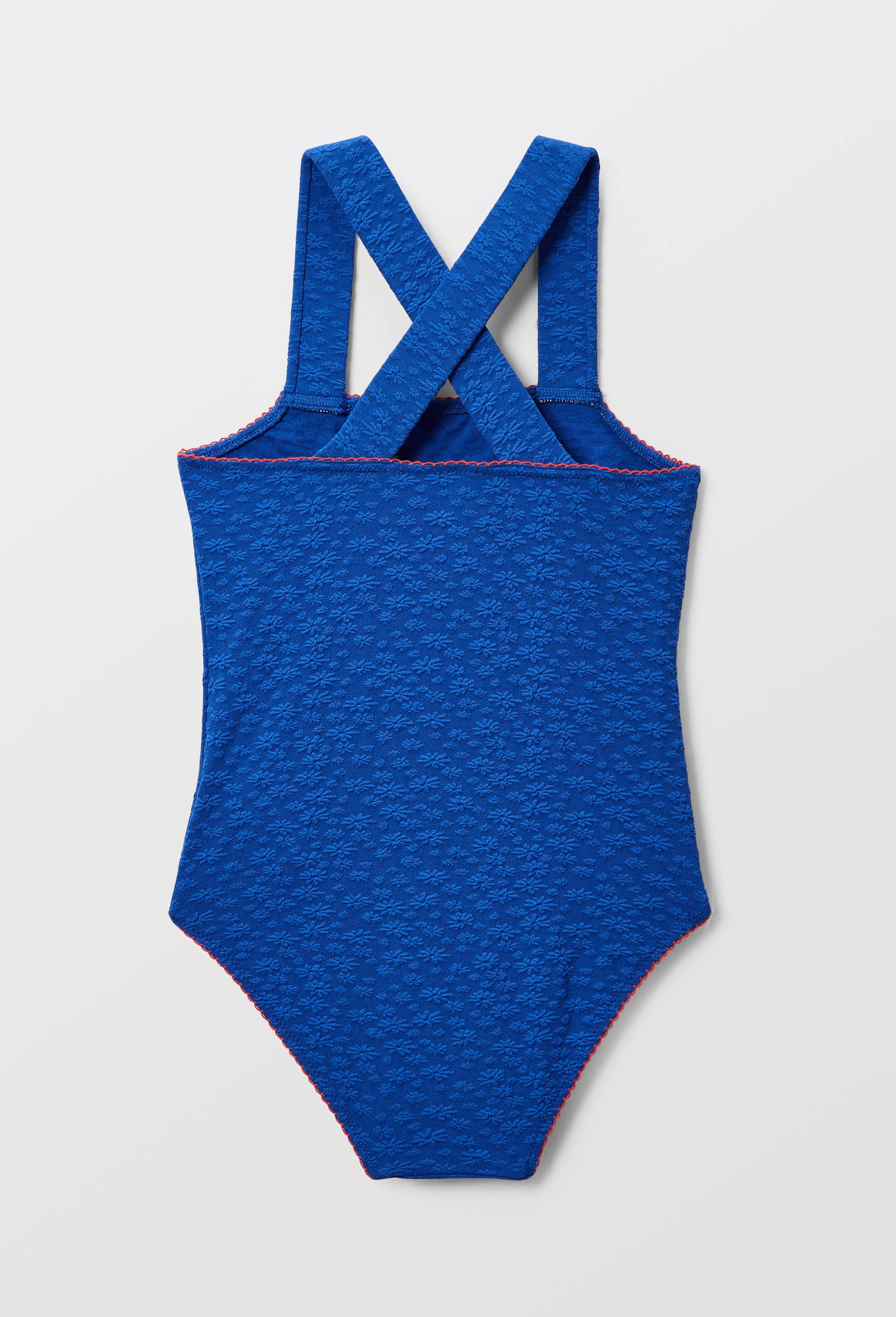 Maillot de bain 1 pi&egrave;ce jacquard imprim&eacute;, Bleu, large image number 1