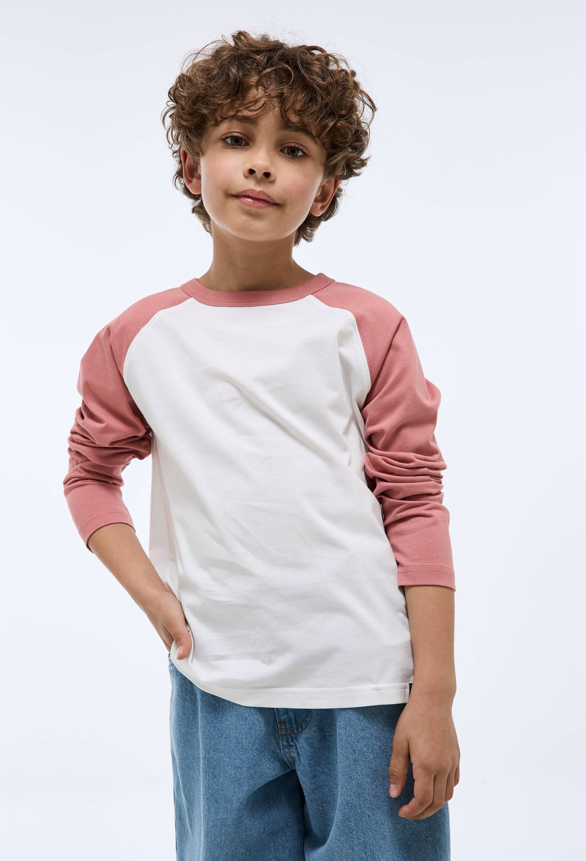 T-shirt manches longues imprim&eacute; en coton BIO GOTS, Rose, large image number 0