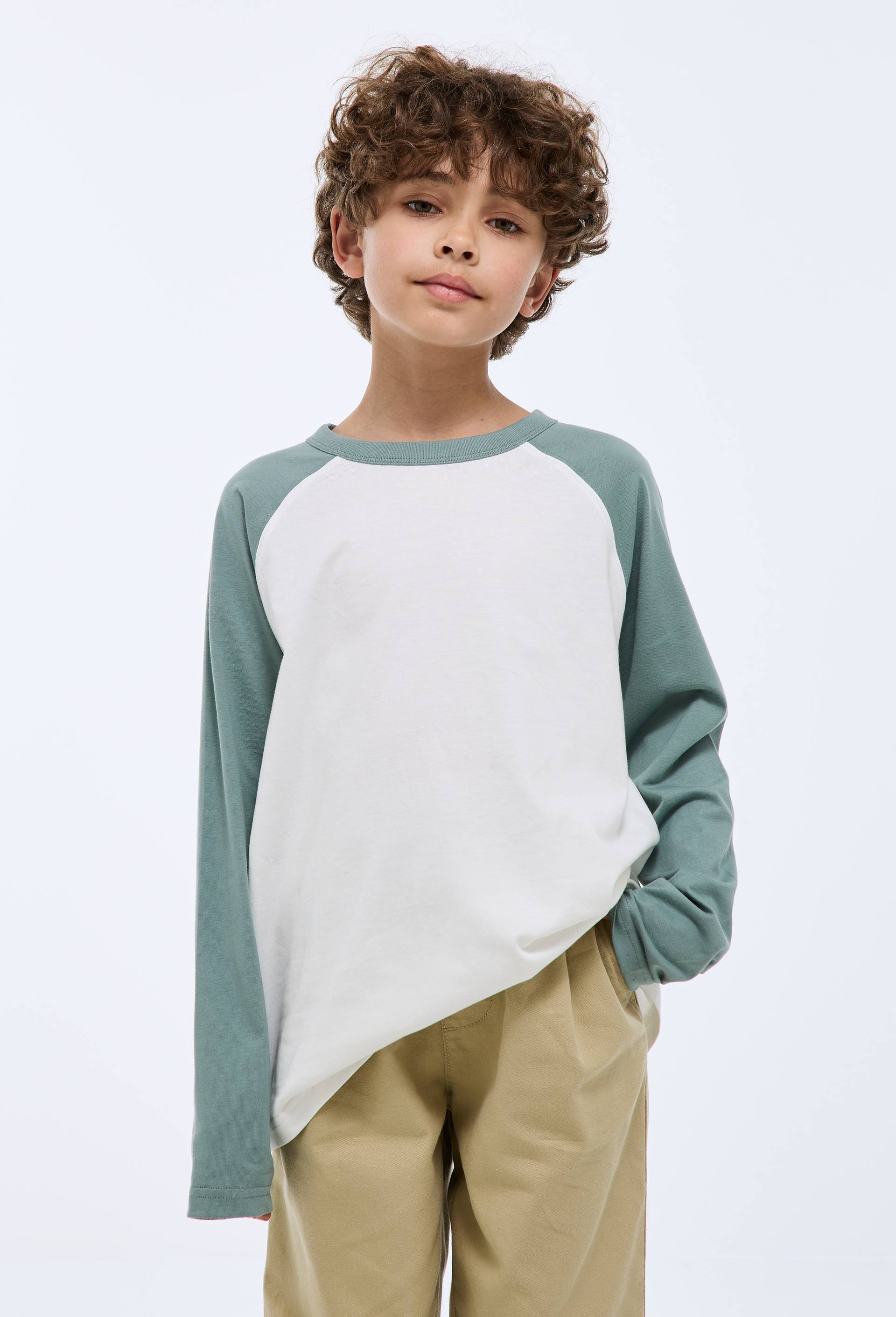 T-shirt manches longues imprim&eacute; en coton BIO GOTS, Vert, large image number 0
