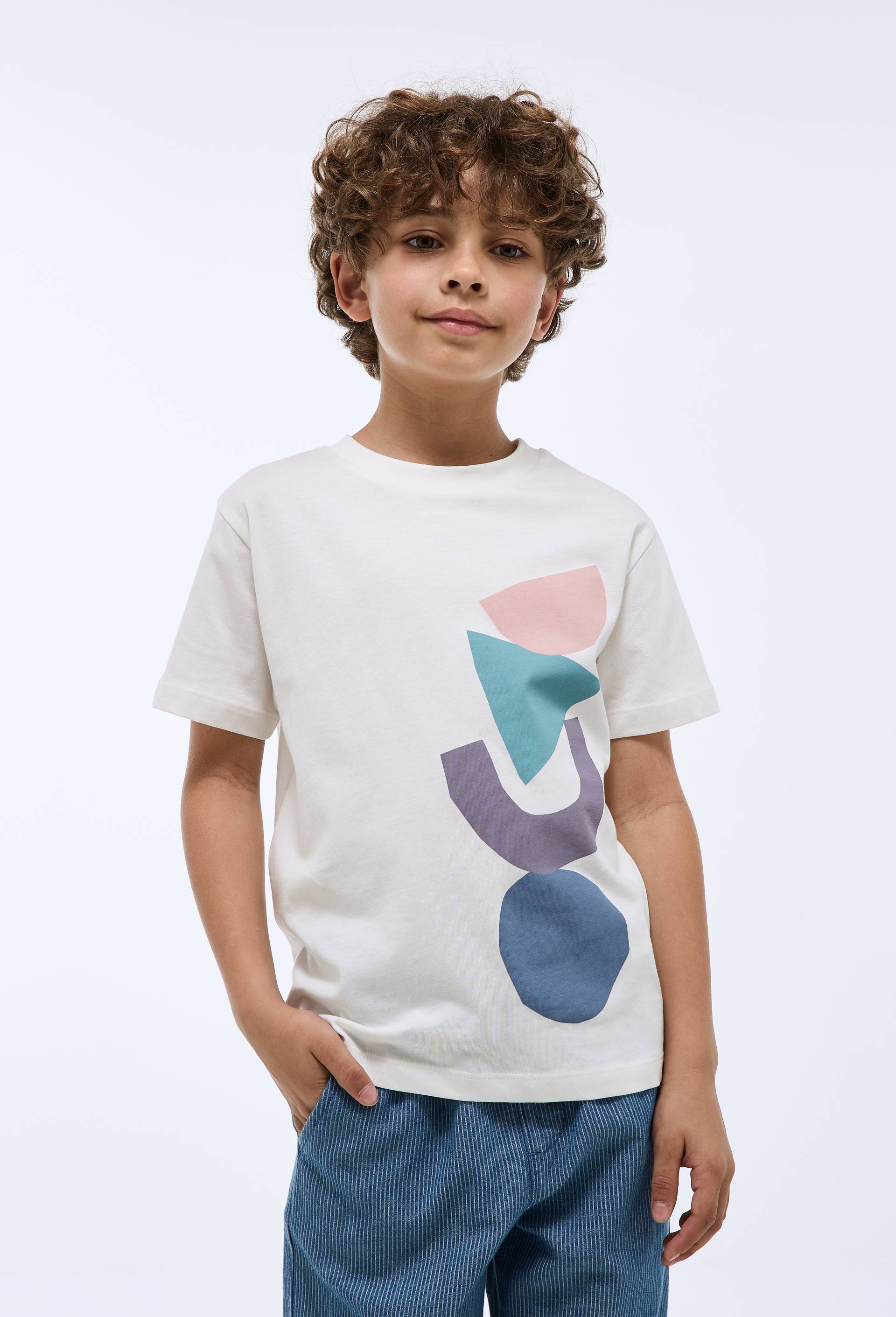 T-shirt manches courtes uni en coton BIO GOTS, Ecru, large image number 1