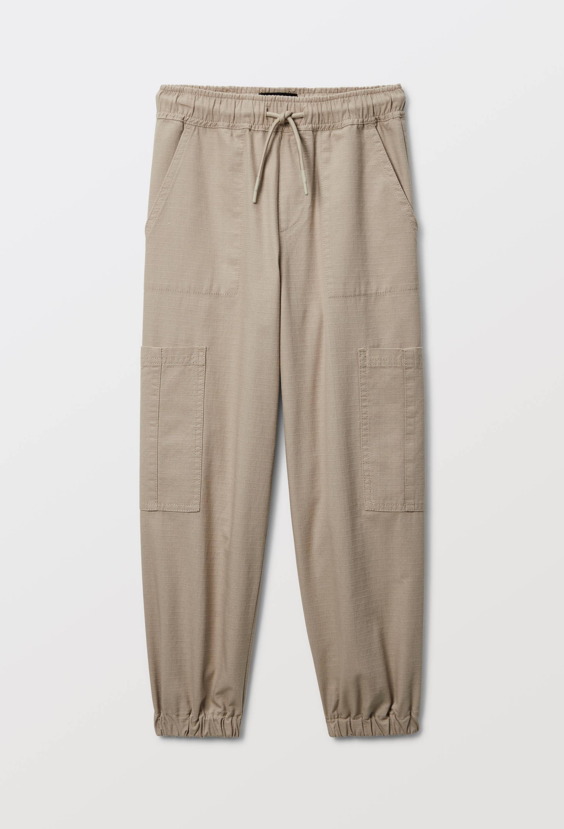 Jean cargo taille &eacute;lastiqu&eacute;e en coton, Beige, large image number 2.0