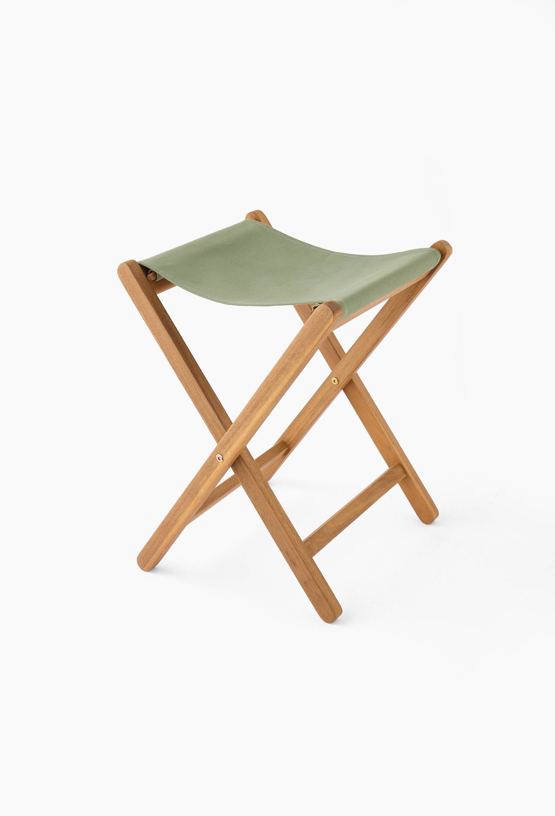 Tabouret pliant, 40xH46cm, en bois d'acacia et coton, Vert, large image number 0.0