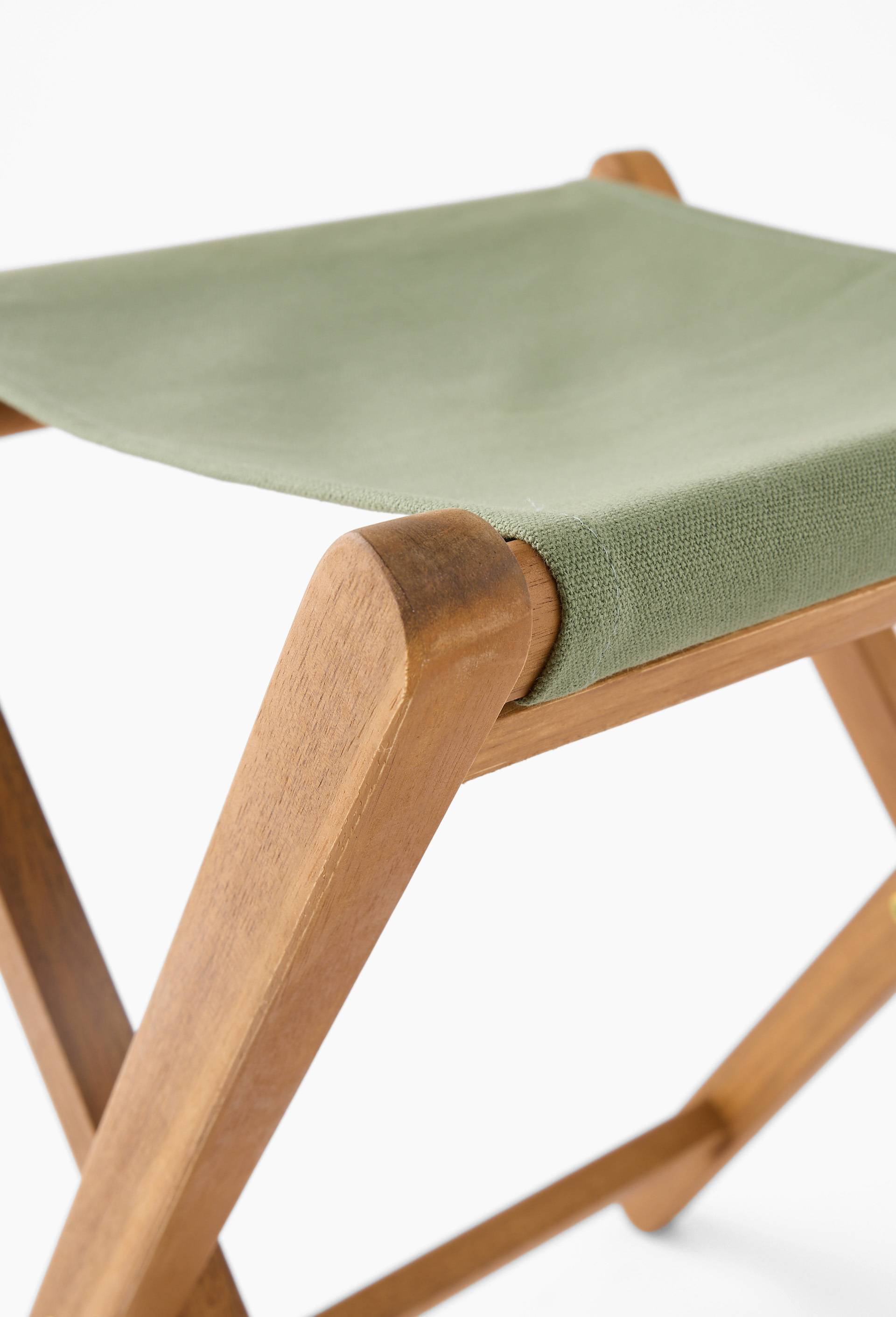 Tabouret pliant, 40xH46cm, en bois d'acacia et coton, Vert, large image number 1
