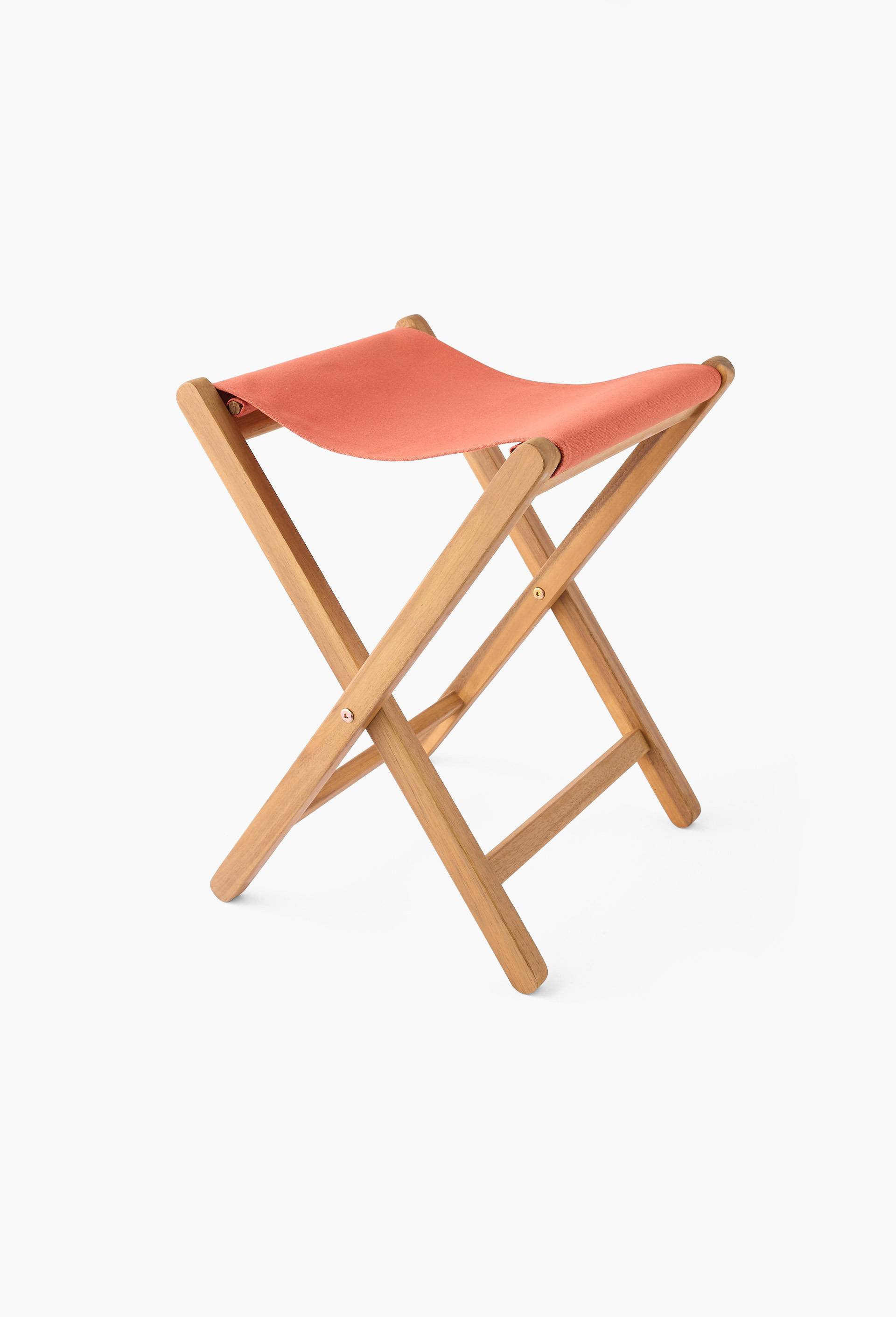 Tabouret pliant, 40xH46cm, en bois d'acacia et coton, Orange fonc&eacute;, large image number 0.0