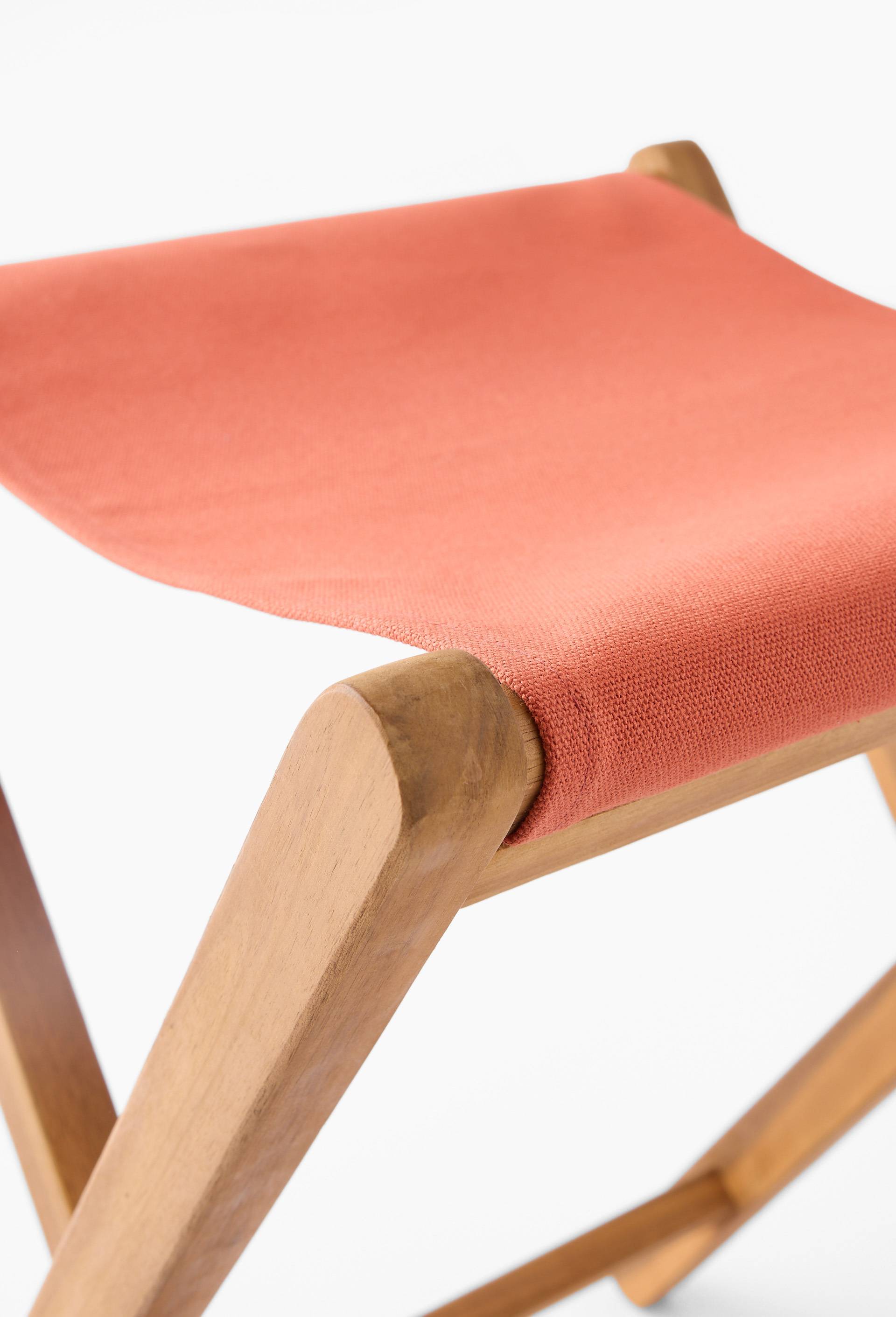 Tabouret pliant, 40xH46cm, en bois d'acacia et coton, Orange fonc&eacute;, large image number 1