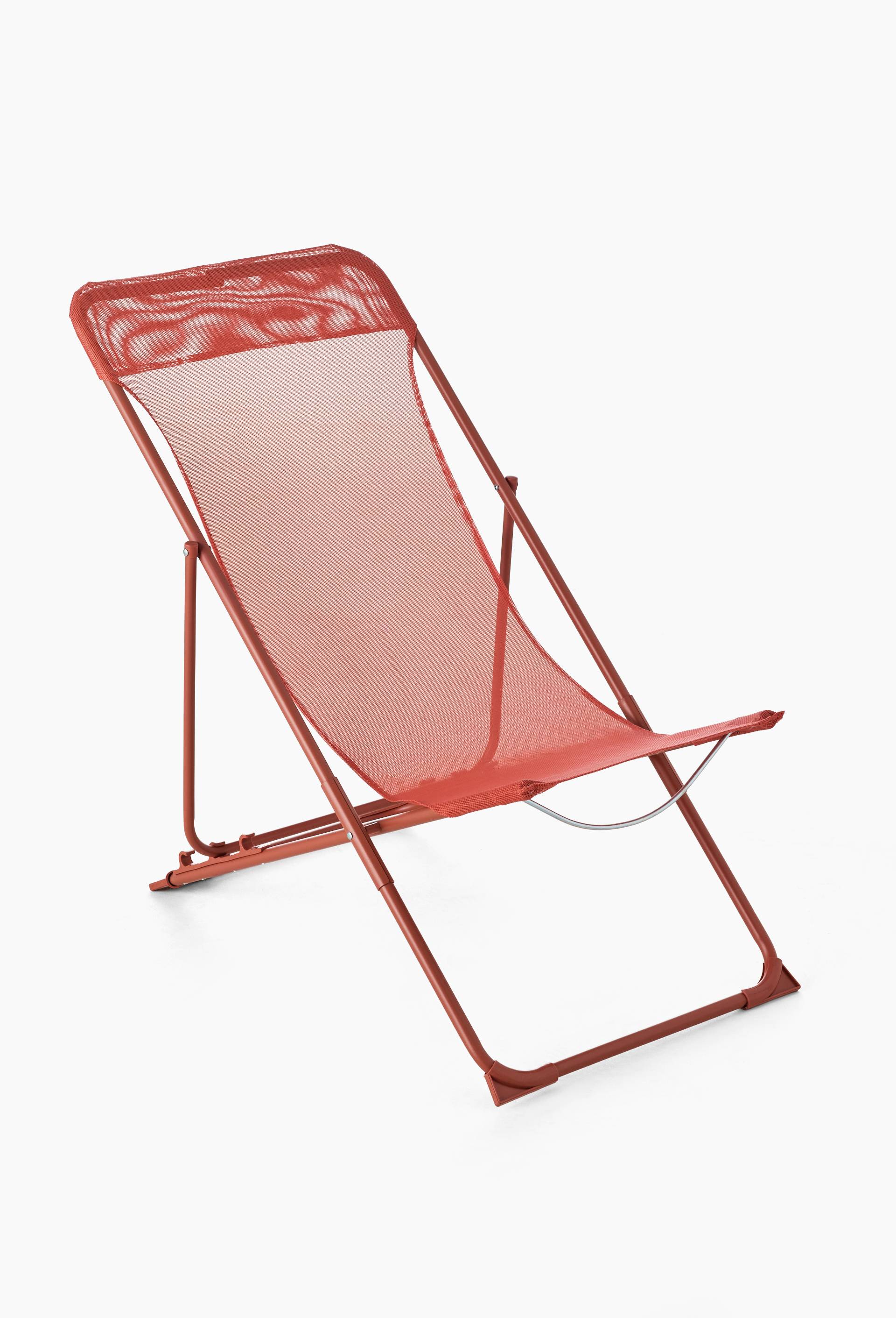 Transat pliable, 91,5x55x83cm, en textil&egrave;ne et acier, Orange fonc&eacute;, large image number 0.0